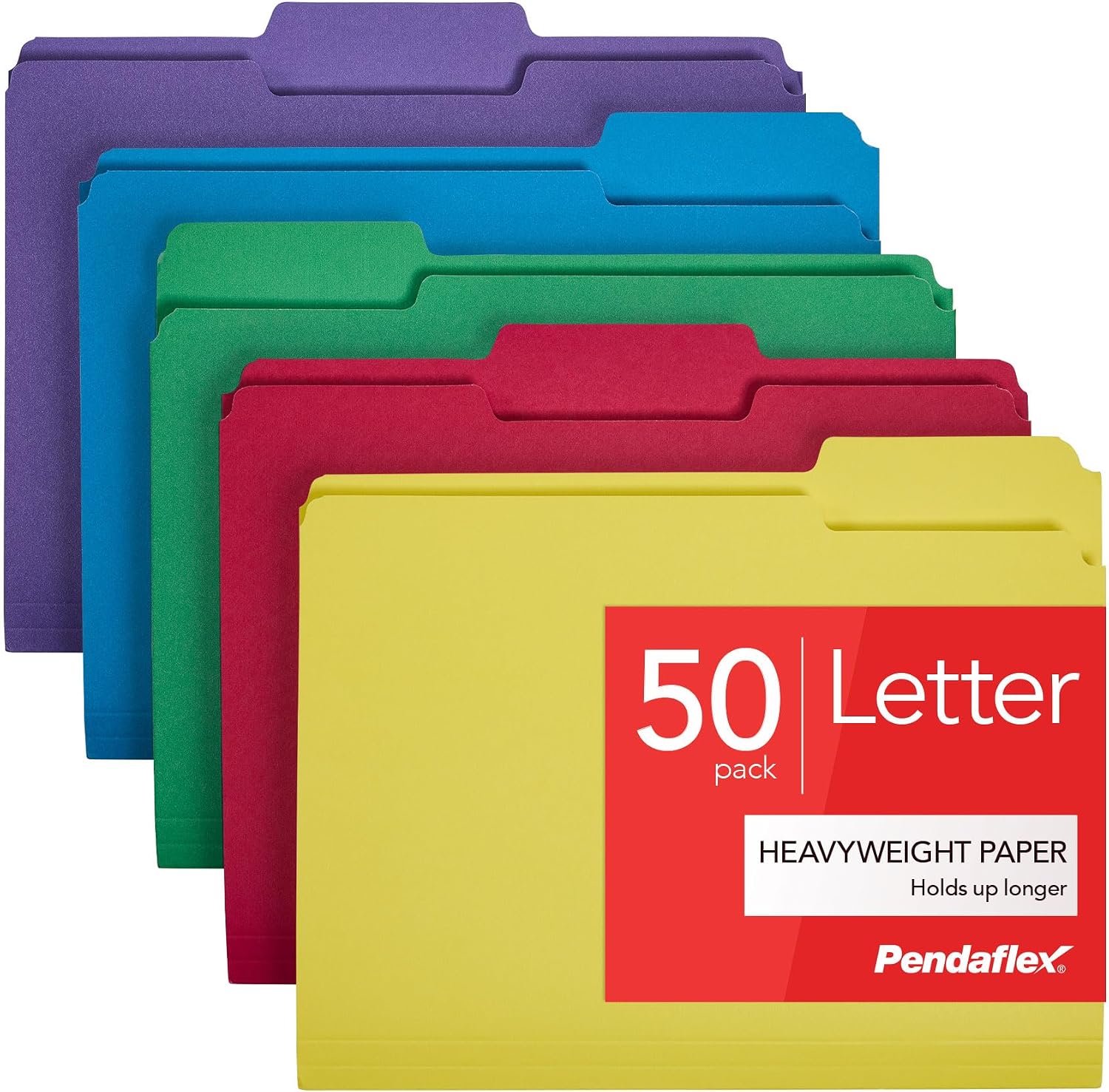 Detalle de Pendaflex 1006536 Heavy Duty File Folders, Letter Size, 50-Pack, 5 Colors