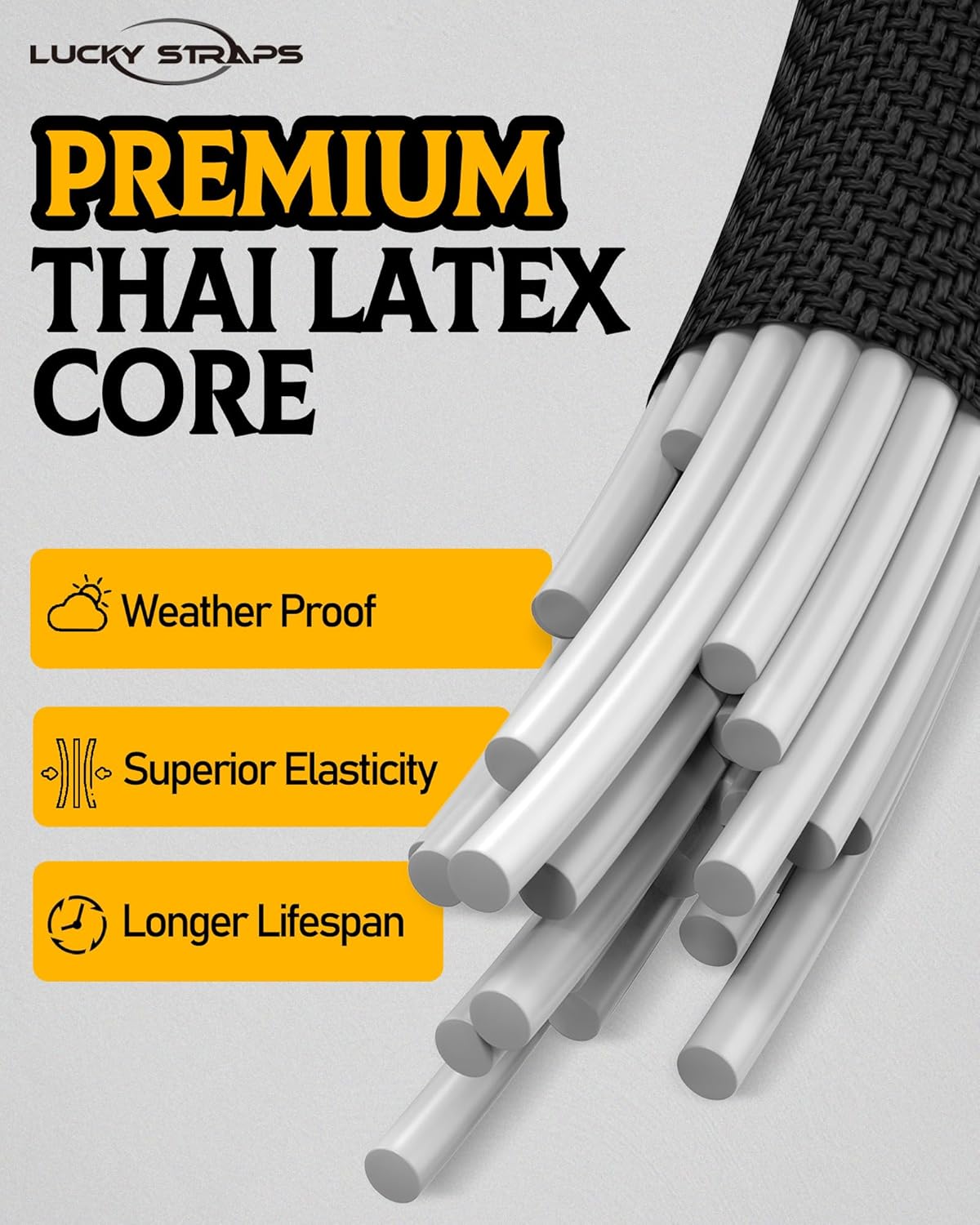 Thumbnail 4 de 8-Pack 24 Inch Heavy-Duty Carabiner Bungee Cords with Locking Hooks (190 Lbs Max Break Strength) — Black/Yellow