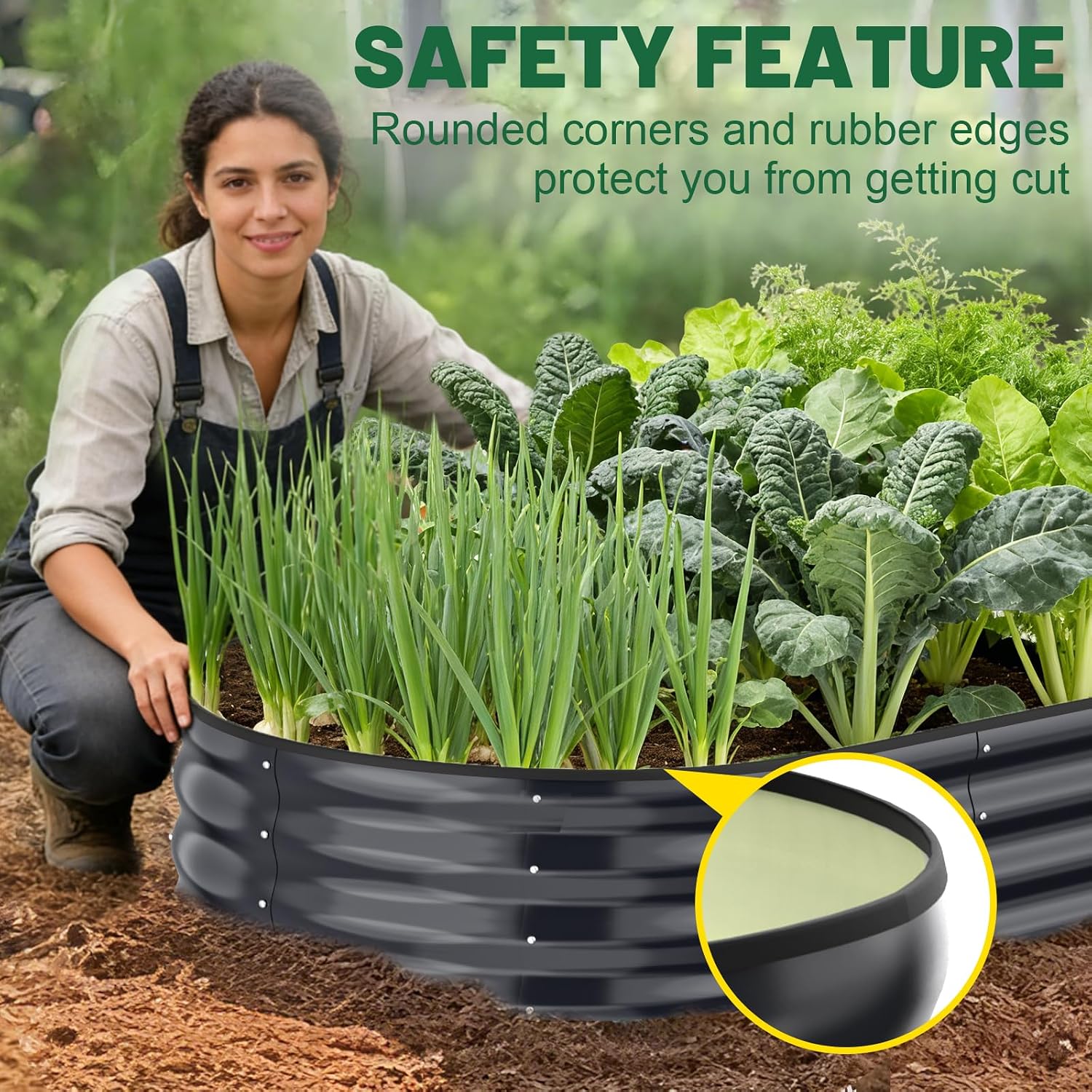 Detalle 2 de Ergohortus Raised Beds for Garden: Set of 2 galvanised metal planters, 120x60x30 cm