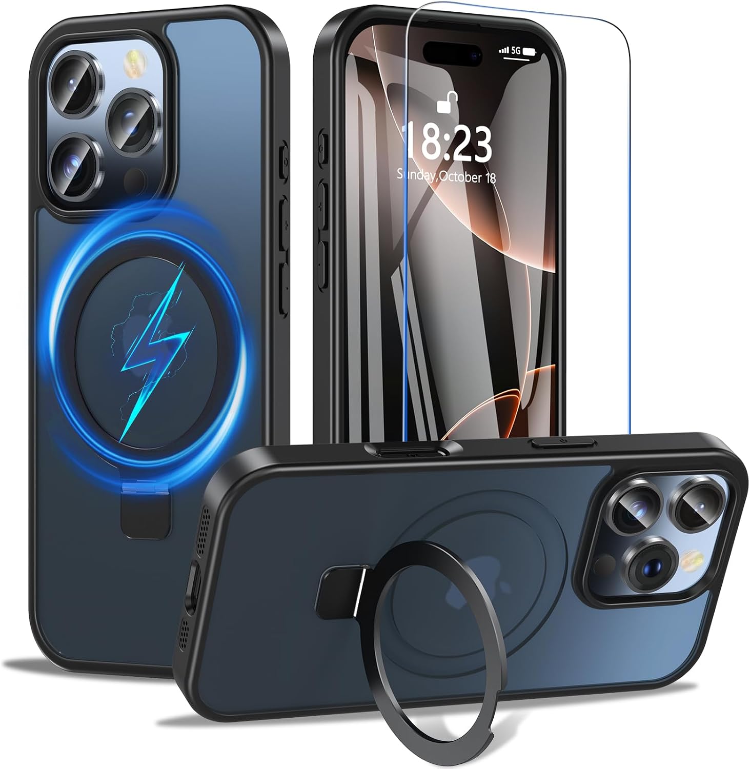 Detalle de OWKEY iPhone 16 Pro Hülle mit Ständer MagSafe