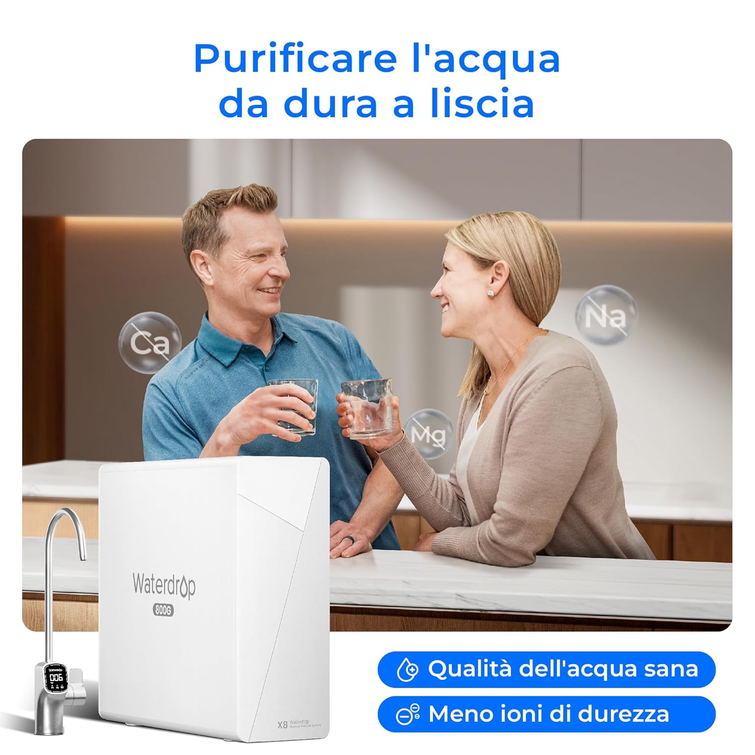 Thumbnail 4 de Waterdrop X8 sistema a osmosi inversa sottolavello tankless certificato NSF/ANSI 58 e 372, 9 stadi, 800 GPD