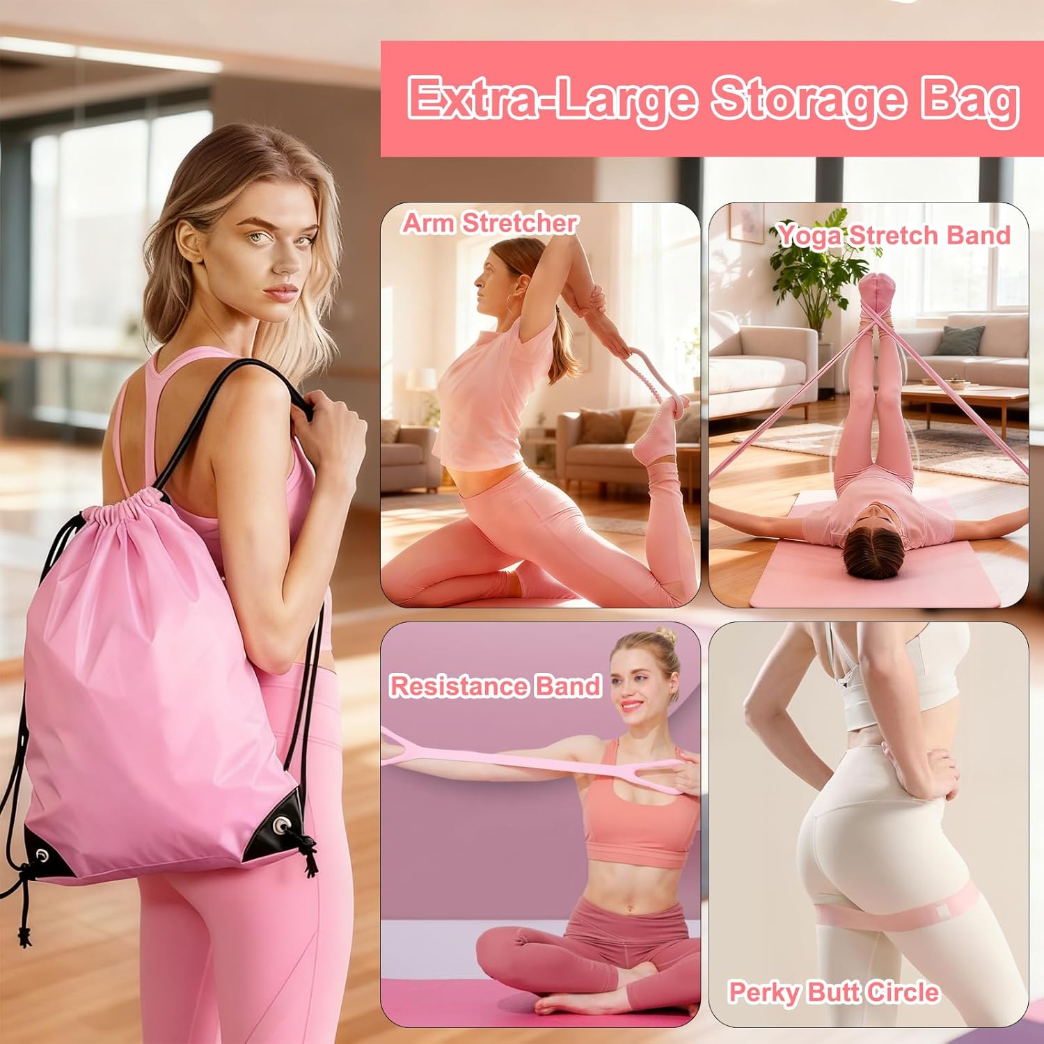 Detalle de Pilates Equipment Set for Women: Ring, Ball, and Resistance Bands for Home Workouts