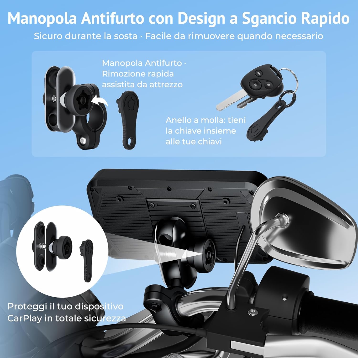 Thumbnail 6 de Wonsidary W622 Display Moto CarPlay Wireless 6,25" touchscreen: navigazione con Apple CarPlay e Android Auto