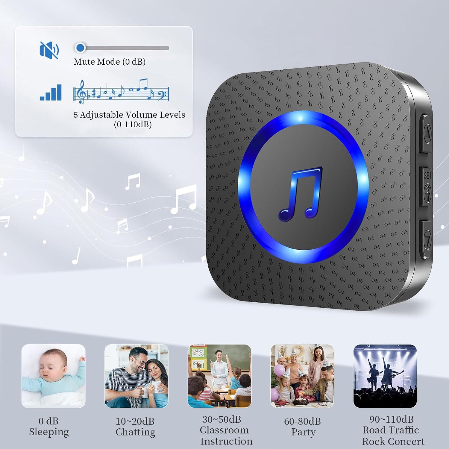 Thumbnail 3 de SURFOU Wireless Doorbell with 1,300 ft Range, 55 Melodies and LED Option