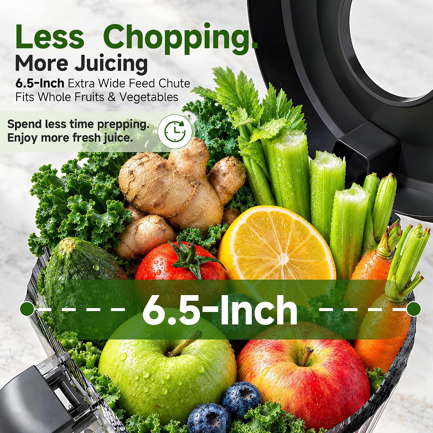 Detalle 2 de AMZCHEF ZM1939 3-in-1 Cold Press Juicer, 6.5-inch Chute, 600W