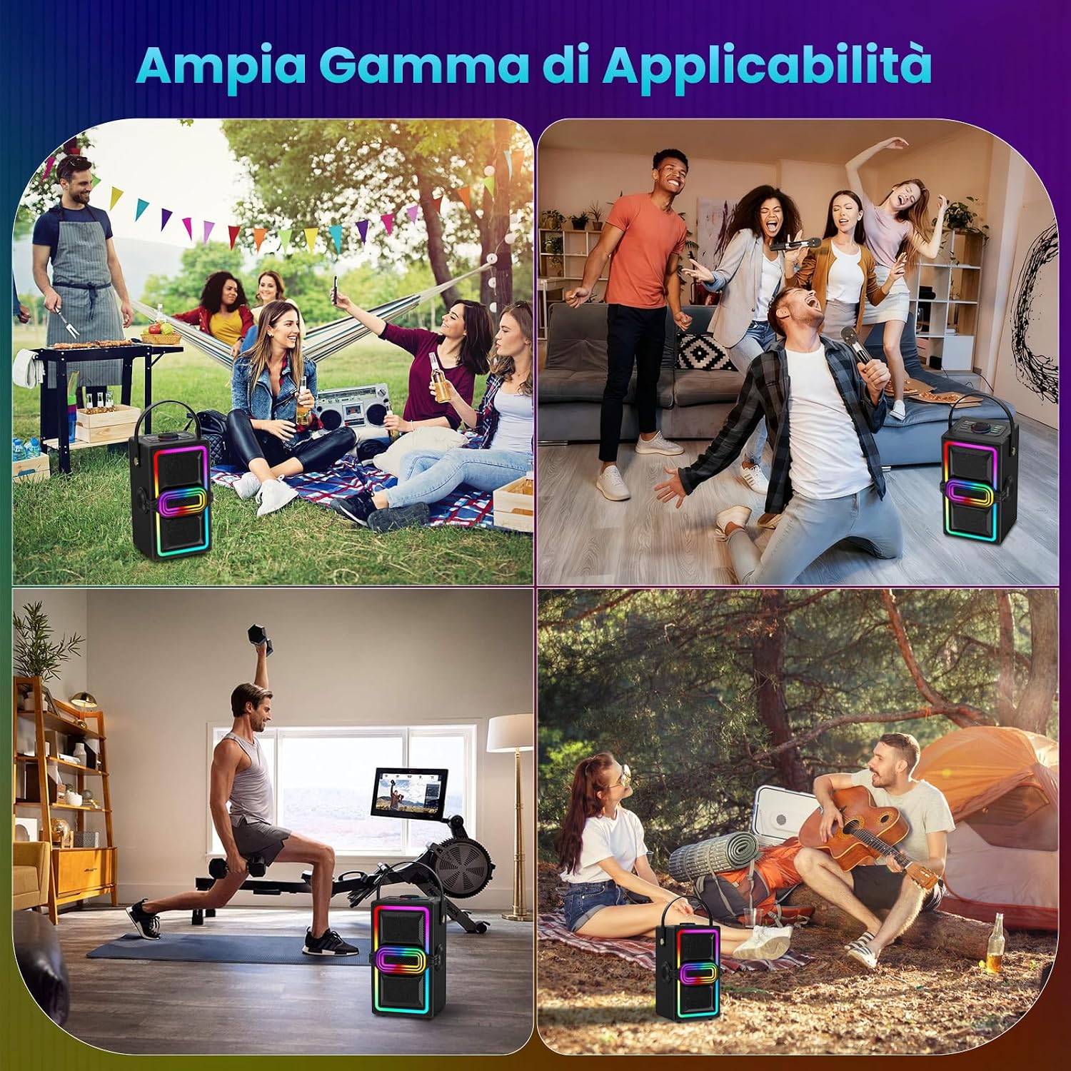 Thumbnail 6 de TAMPROAD Q101: Altoparlante Bluetooth 120 W con TWS, legno e luci LED per feste all'aperto