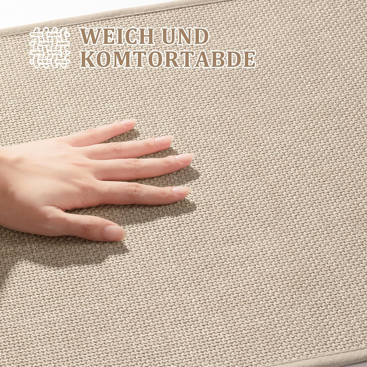 Detalle de chakme Tapis de bain antidérapant 43 x 150 cm beige — tapis de douche en caoutchouc lavable