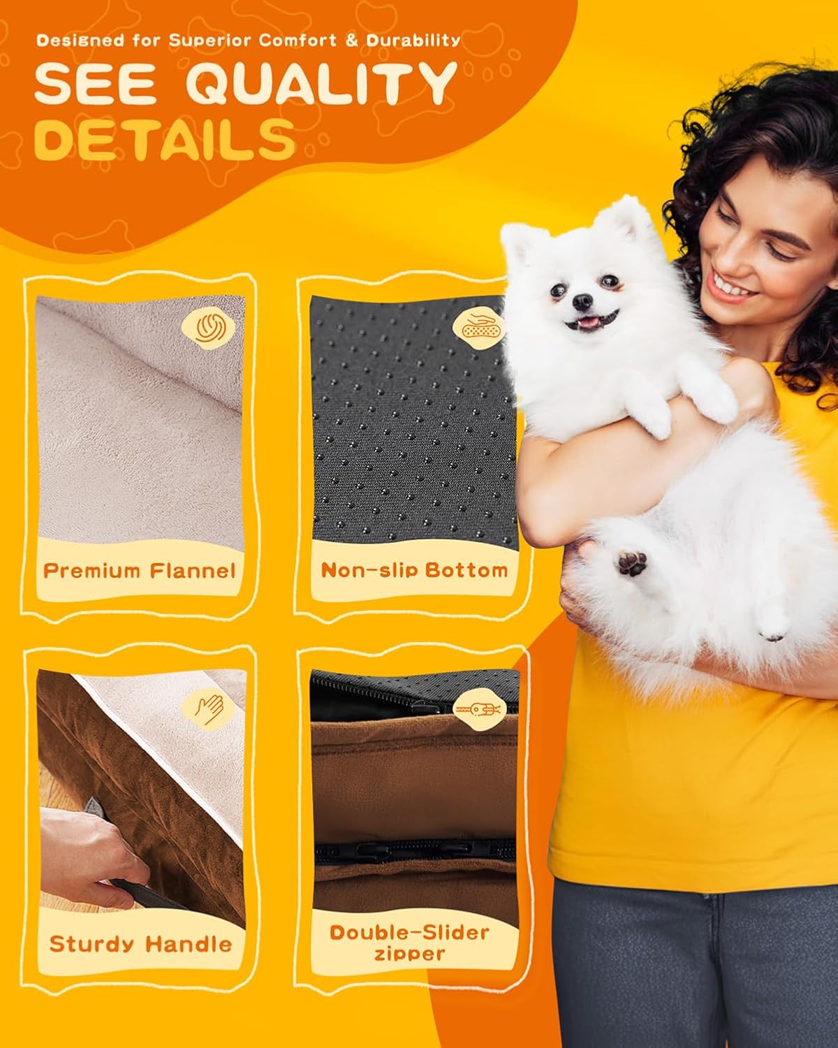 Detalle de Renvix XL Orthopedic Dog Bed: Waterproof, Removable Cover, 117x76x19cm