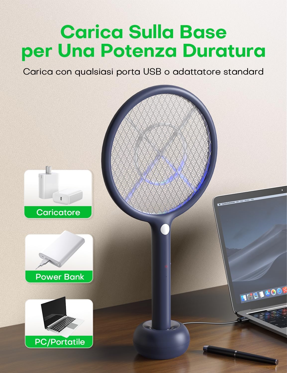 Thumbnail 4 de AROEVE Racchetta Zanzare Elettrica 4000V, 1200mAh