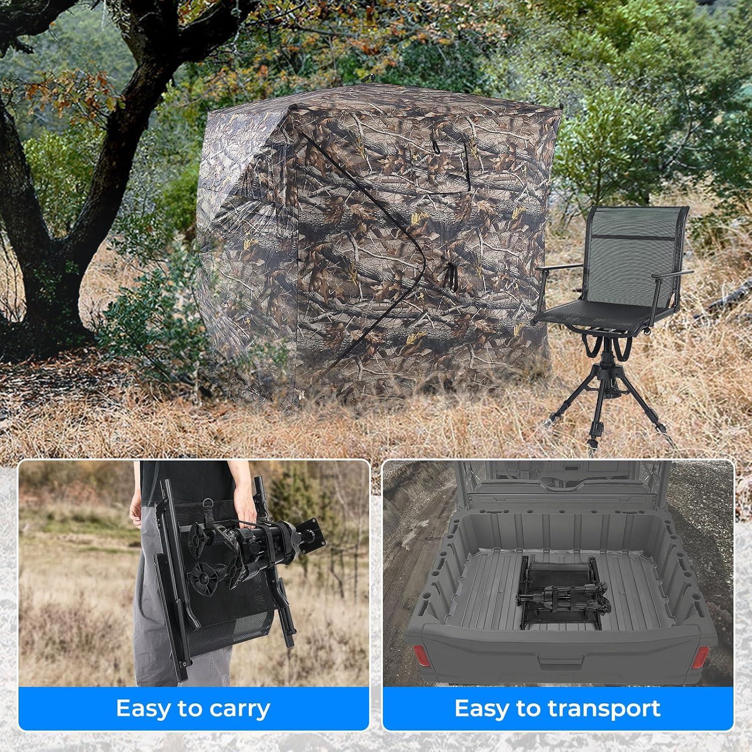 Thumbnail 6 de KEMIMOTO B1702-00301BK Hunting Blind Chair, 360° Swivel, Adjustable Height
