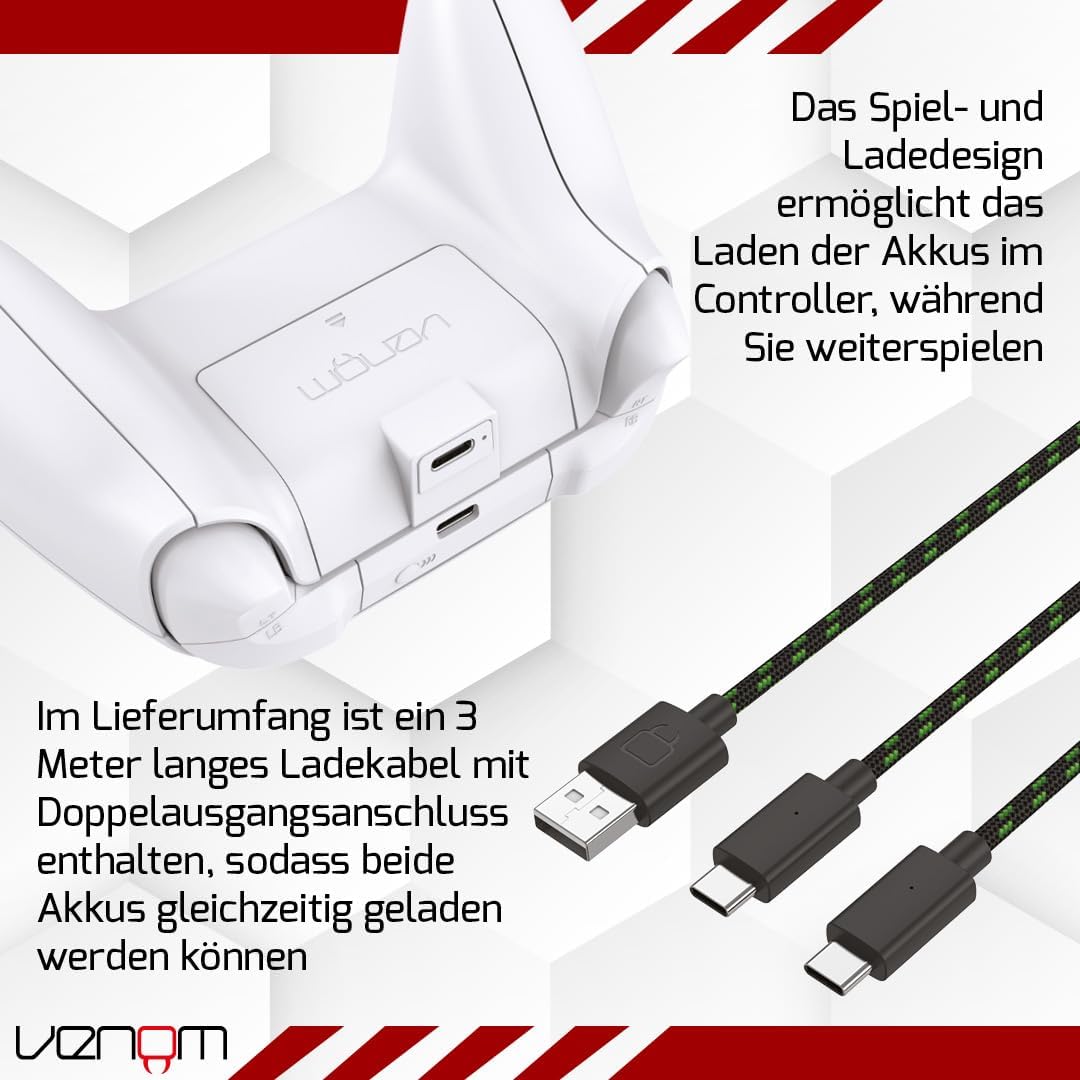 Thumbnail 3 de Venom Doppelpack mit wiederaufladbarem Akku für Xbox-Controller – Weiß (Series X|S & Xbox One)