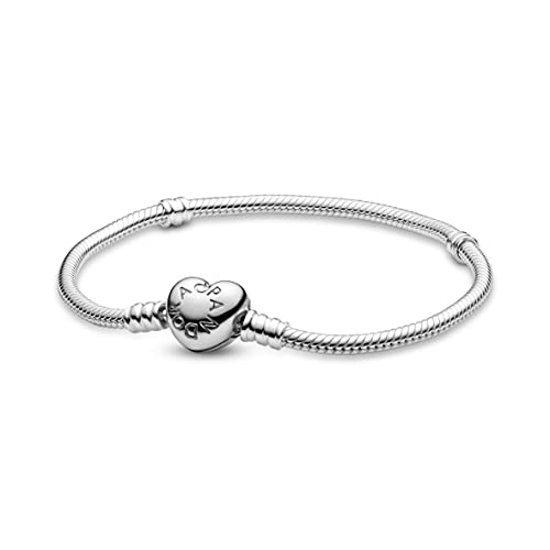Detalle de Pandora Icons Pulsera de plata con cierre en forma de corazón, 19 cm