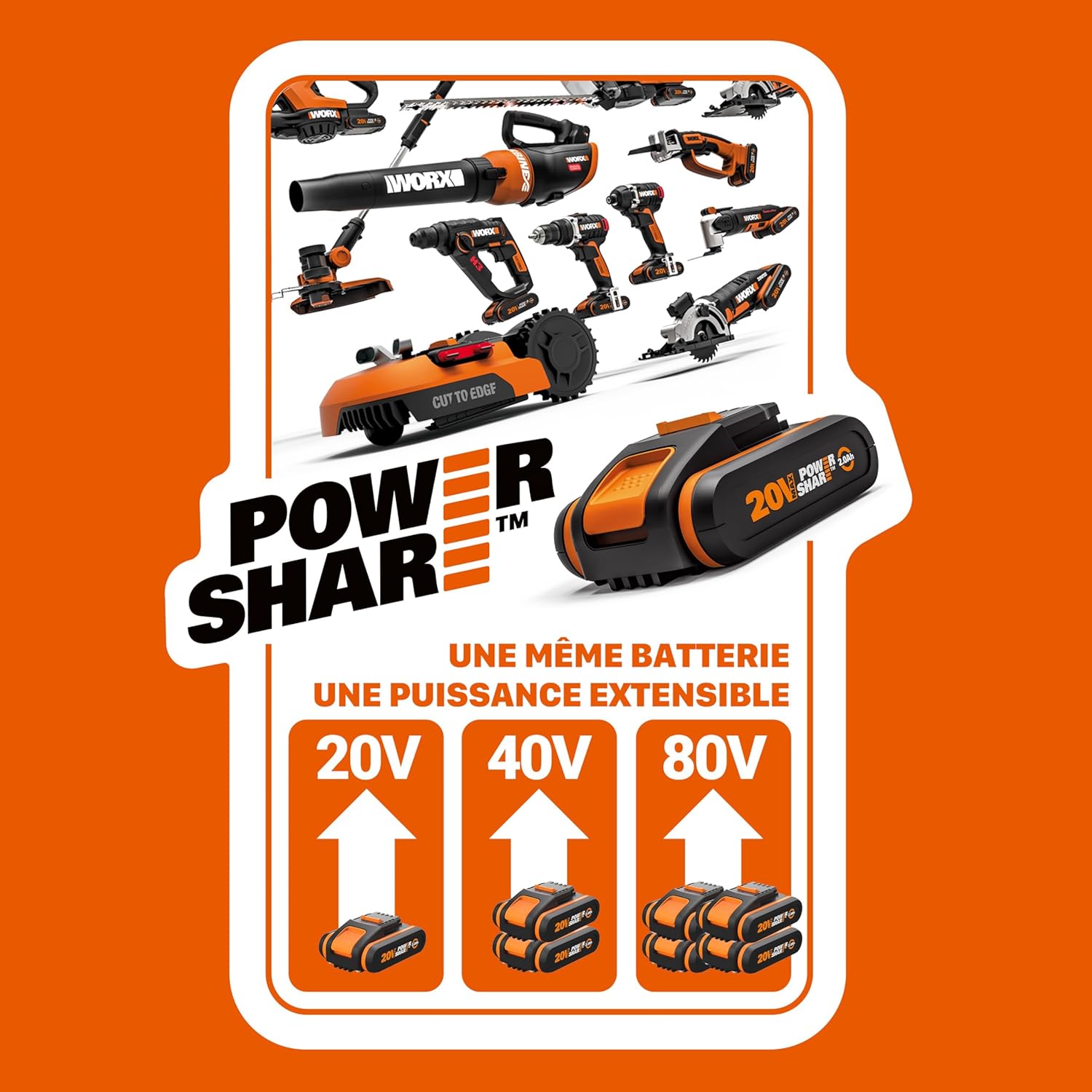 Thumbnail 1 de WORX WG163E.9 Coupe-Bordures 2 en 1 sans Fil 20V — polyvalent et compact