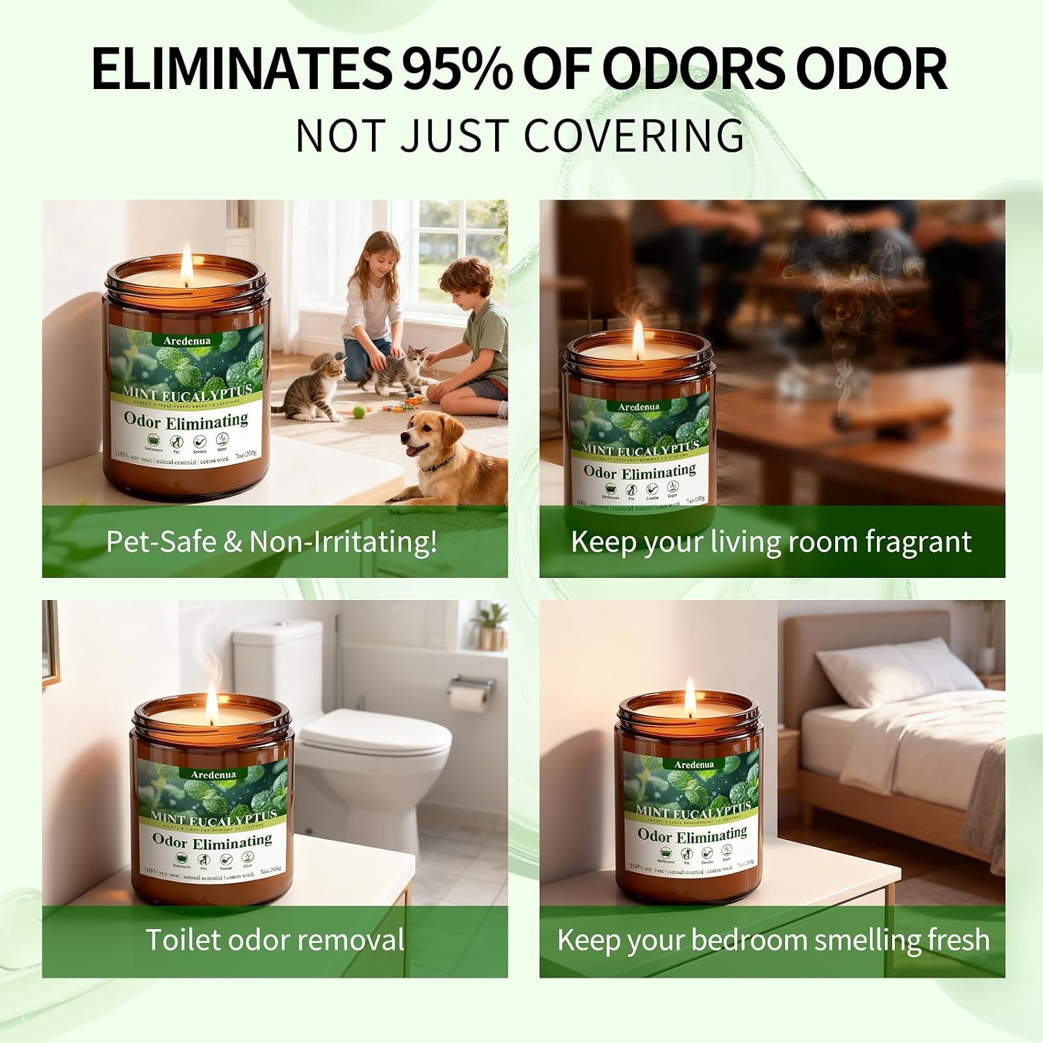 Thumbnail 6 de Aredenua Odor-03 Mint Eucalyptus Scented Soy Candle, 7 oz