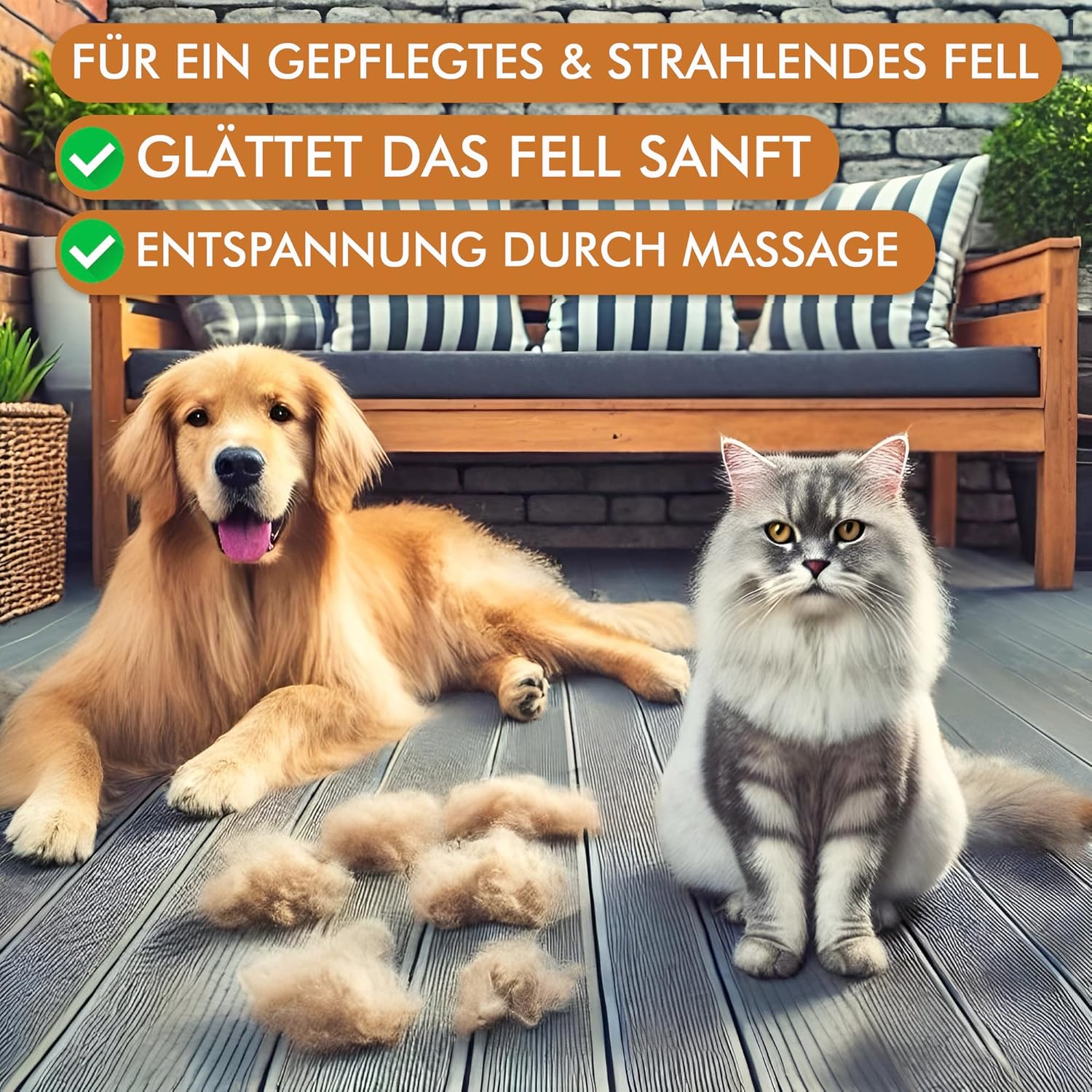 Detalle 2 de Bambus Kombi Hundebürste Glätten mittellang 🐾