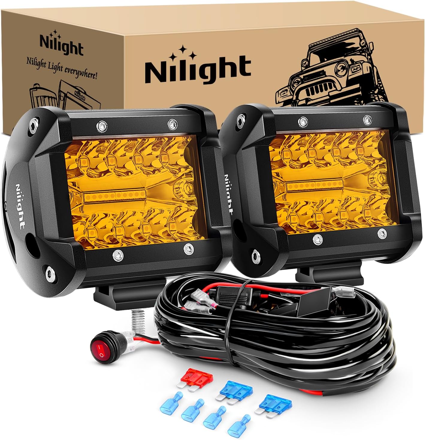 Detalle de Nilight 4-inch Amber LED Pods 60W driving lights