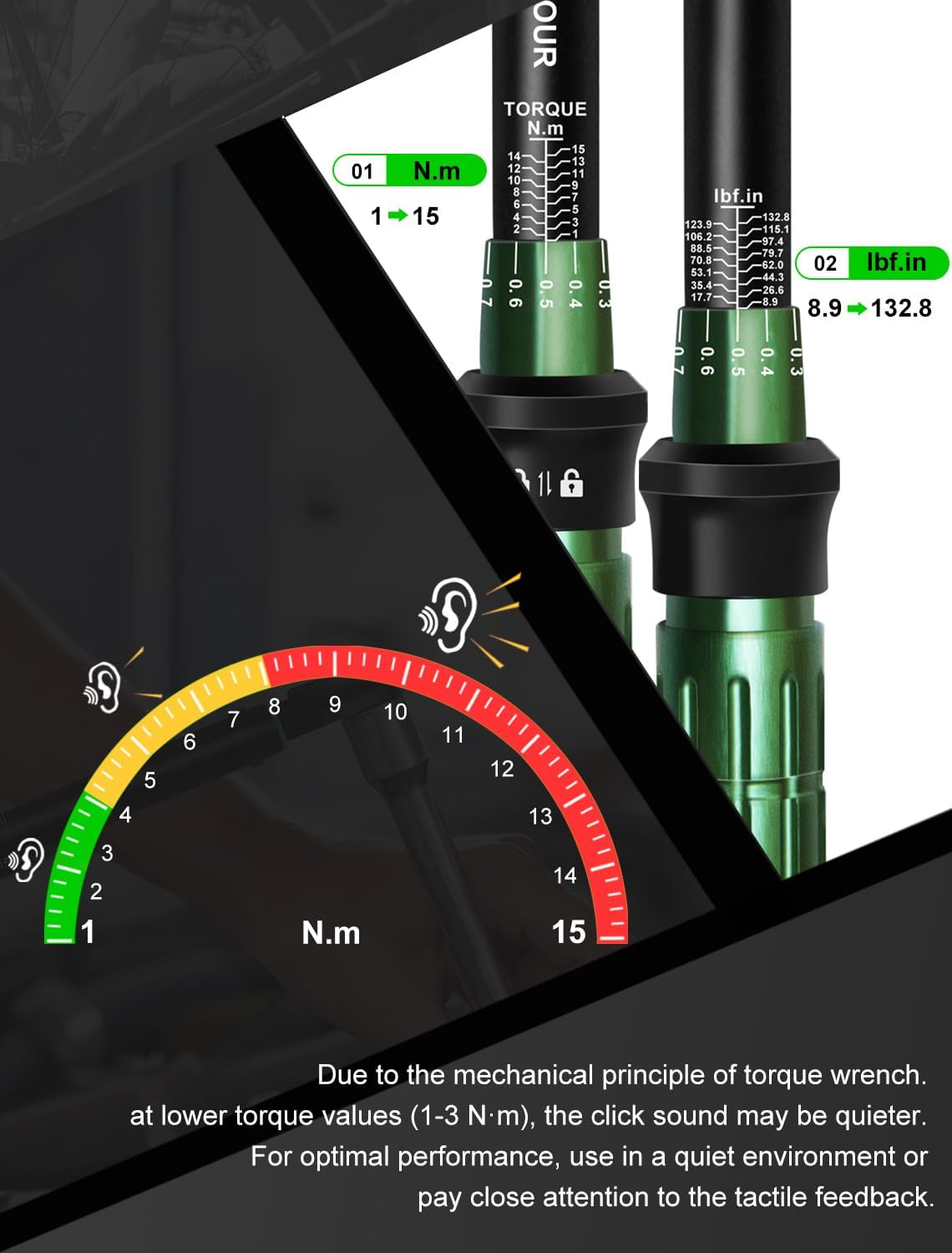 Thumbnail 2 de Uharbour 1/4" Torque Wrench Set (1–15 Nm) with Bits, Extension Rod & Calibration Certificate