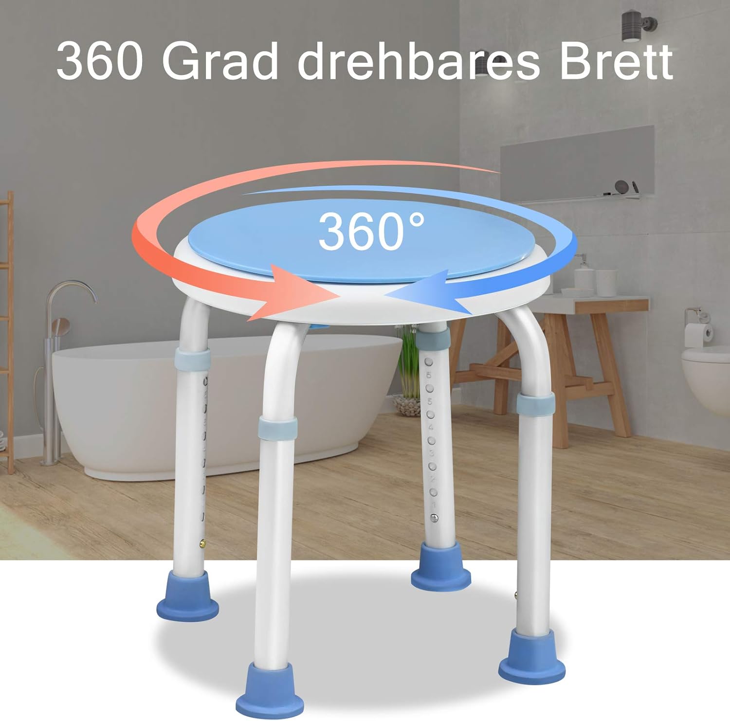 Thumbnail 2 de UISEBRT Duschhocker: Höhenverstellbar, 360° drehbar und sicher im Bad