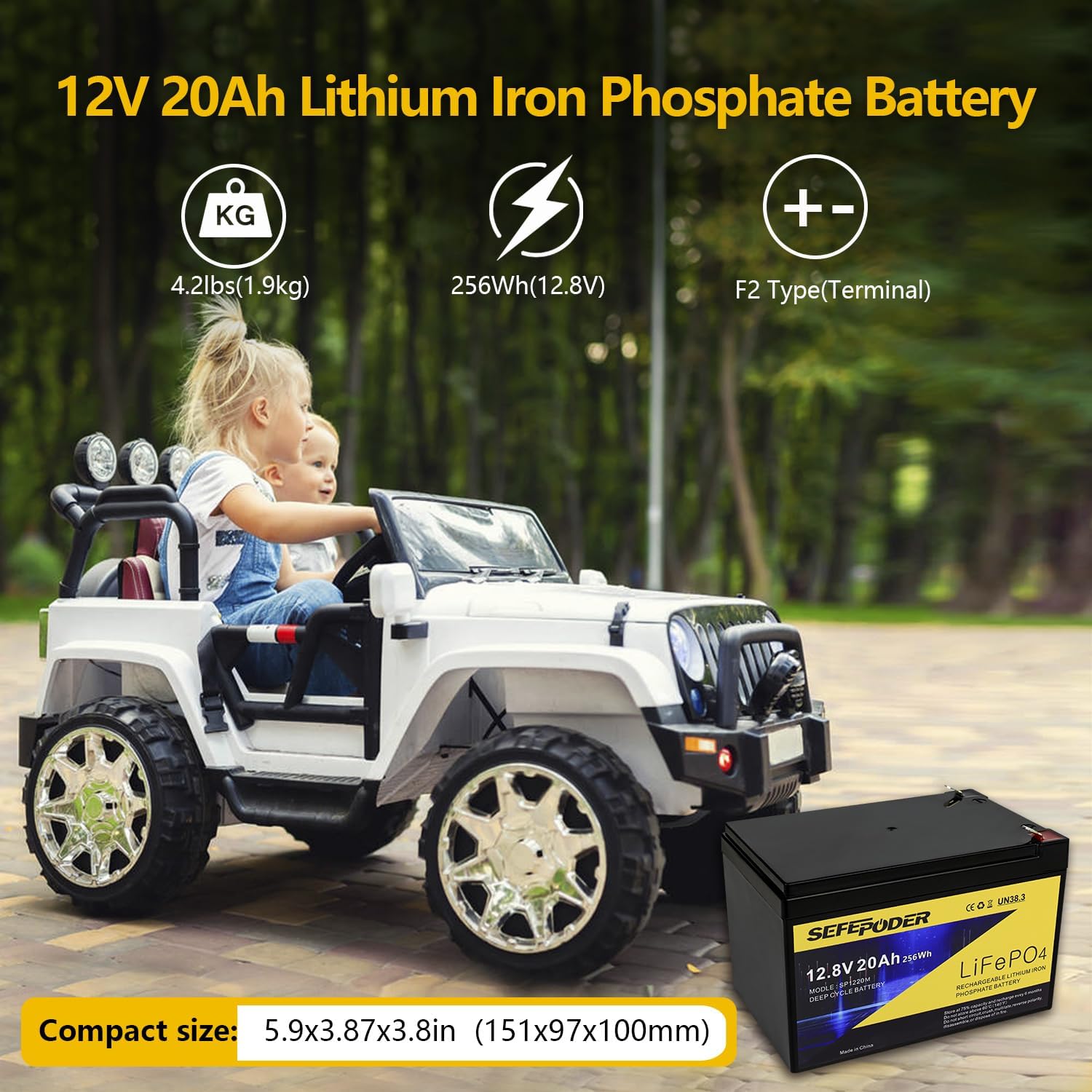 Thumbnail 4 de SEFEPODER SP1220M 12V 20Ah LiFePO4 Deep-Cycle Battery, 2-Pack