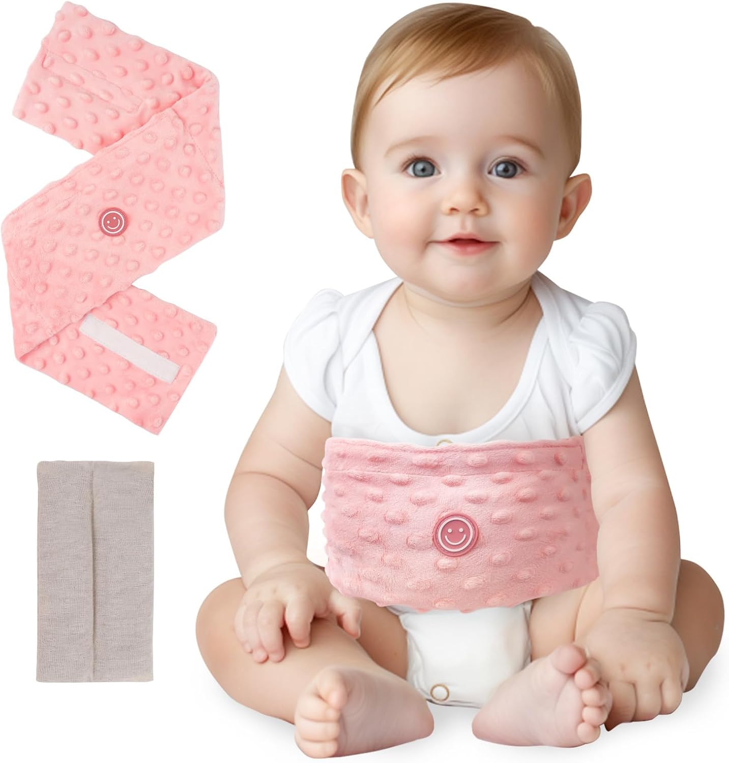 comfheat Koliken- & Gas-Entlastungstummy-Wrap für Babys (0–3 Jahre) – beheizter Babybauchgürtel in Rosa