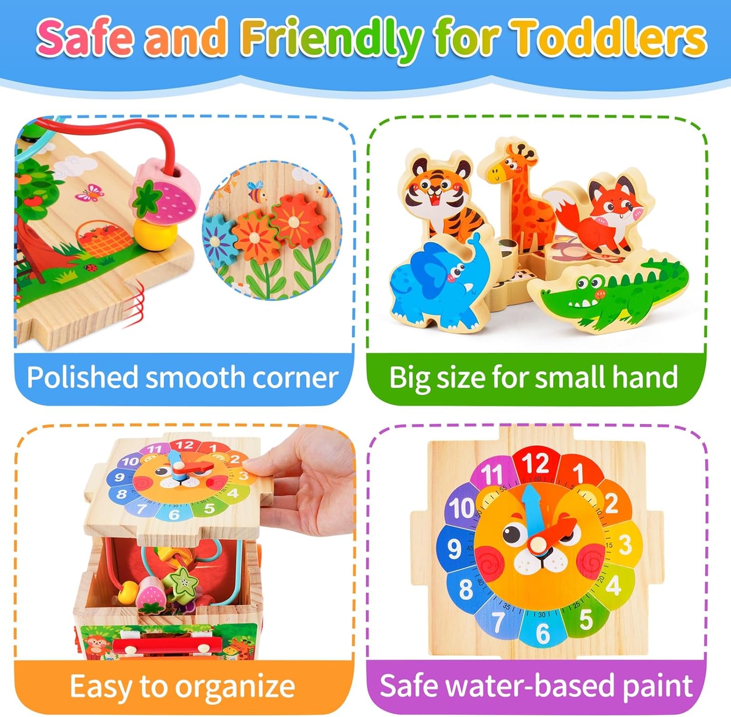 Thumbnail 2 de Wooden Activity Cube | Montessori Toys for 1-2 Year Old Toddlers (Pink)