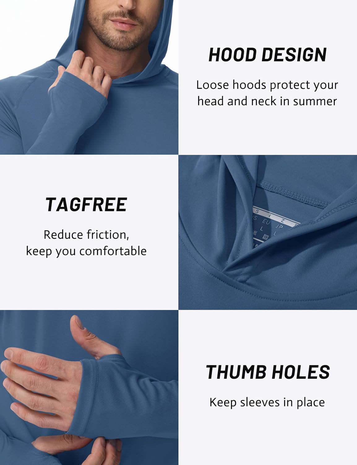 Thumbnail 5 de TACVASEN Hommes UPF 50+ T‑shirt à capuche