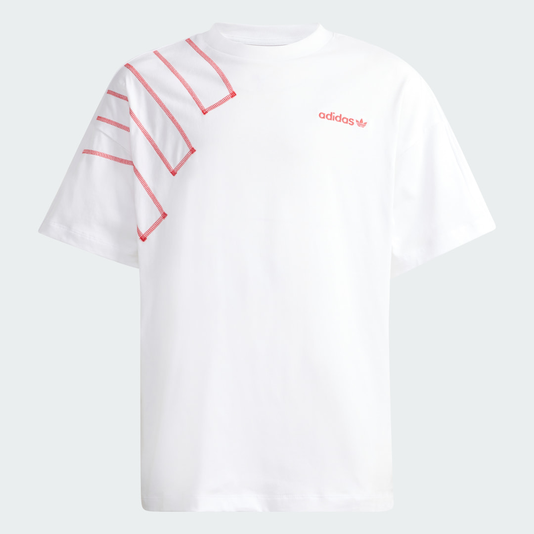 Detalle 2 de Camiseta holgada con diseño de bloques de Adidas – color blanco