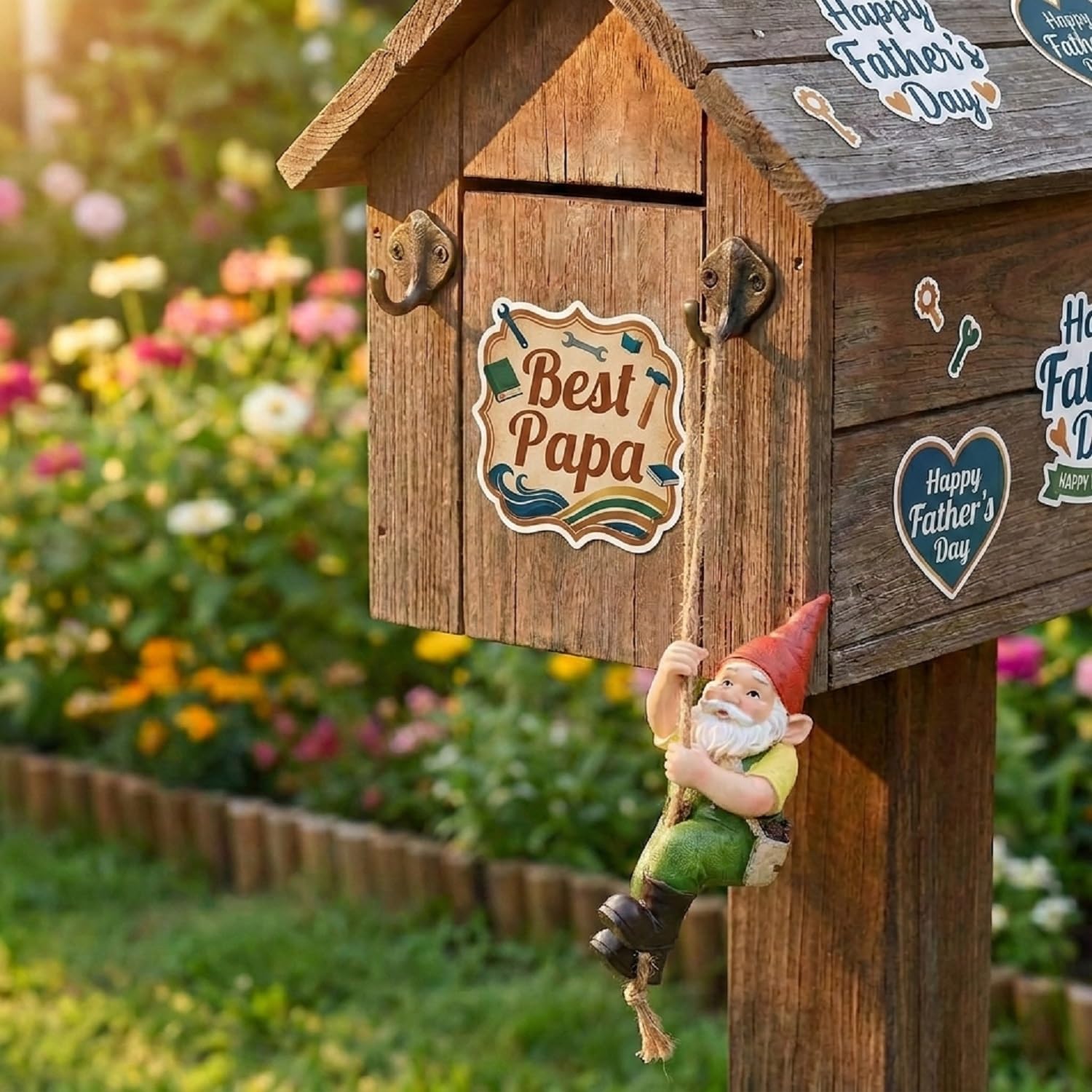 Detalle 2 de TERESA'S COLLECTIONS Garden Ornaments Outdoor: Tree Hanging Gonks in Green