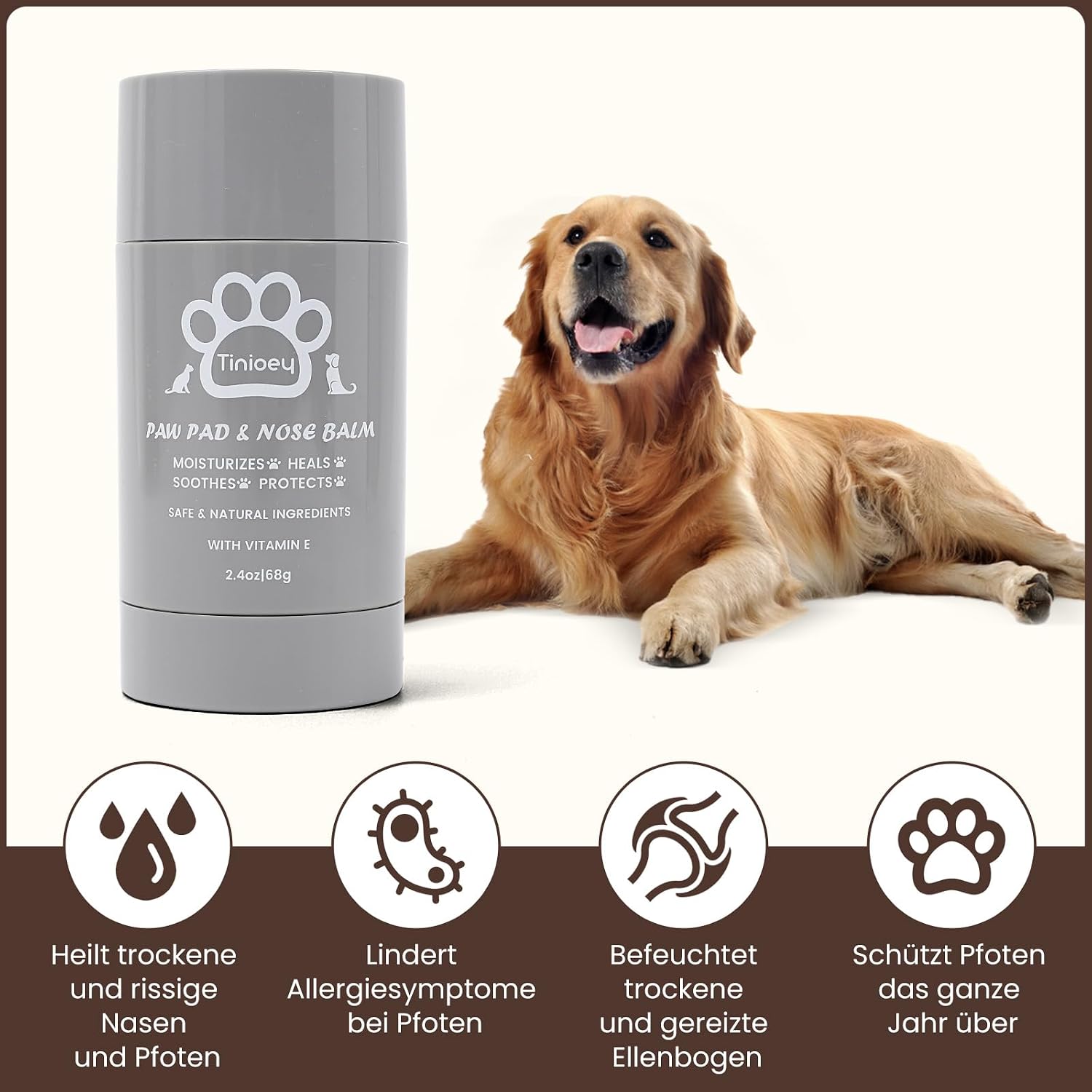 Detalle 2 de Tinioey Pfotenbalsam Hund 68g Stick