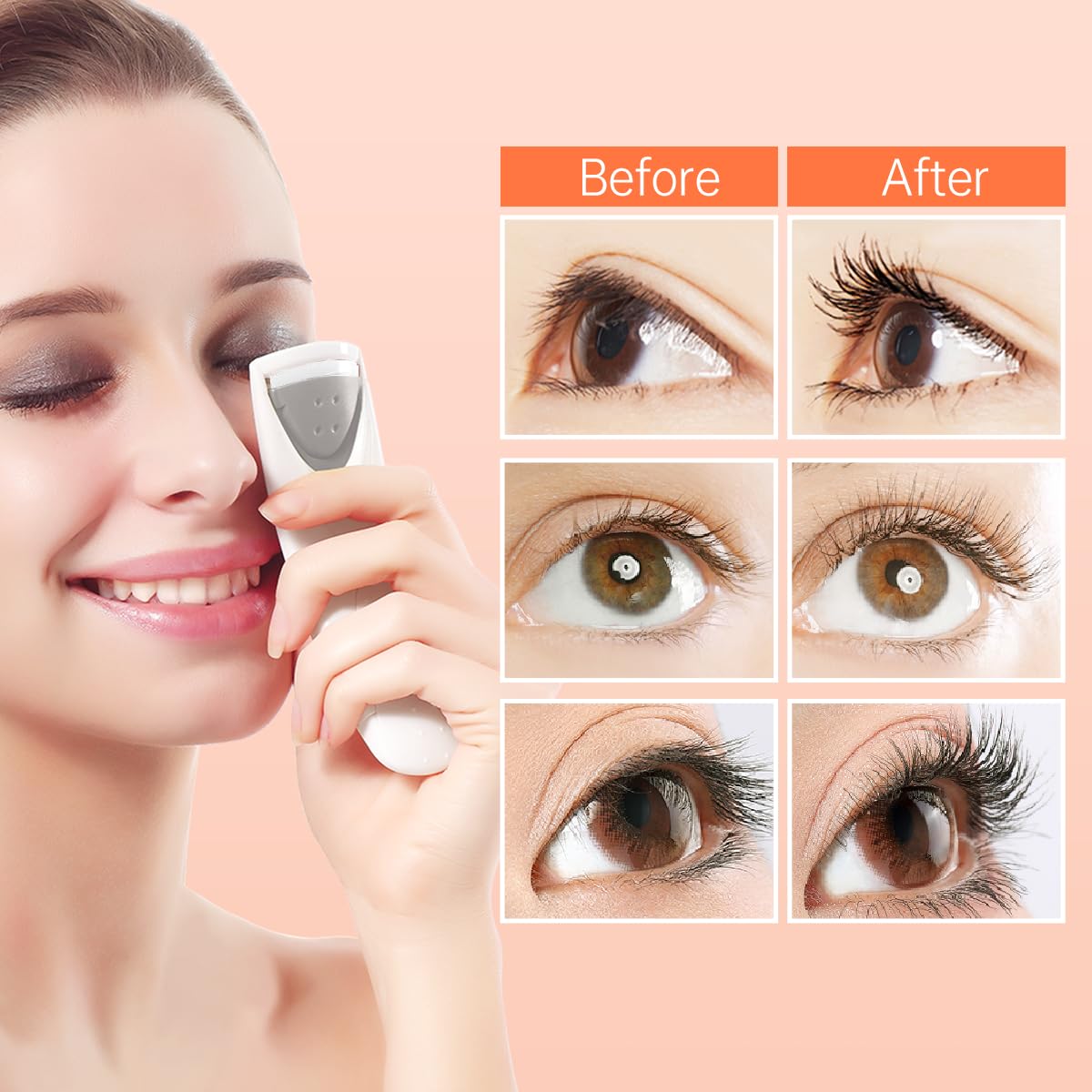 Detalle de TOUCHBeauty Beheizte Wimpernzange AG-2003BWA – kabellos, temperaturgesteuert mit farbwechselndem Silikonpad