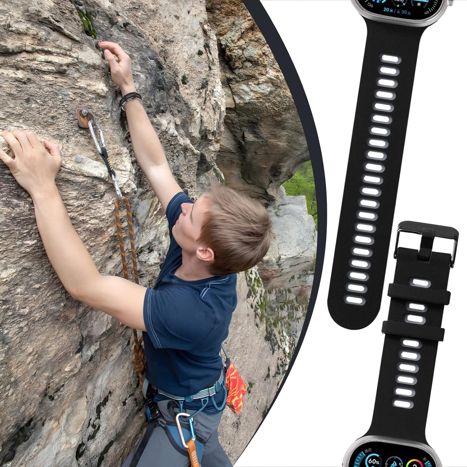 Thumbnail 5 de YHC Sport Straps compatible with Apple Watch Ultra 1/2 – soft silicone sport wristband (1 pack)