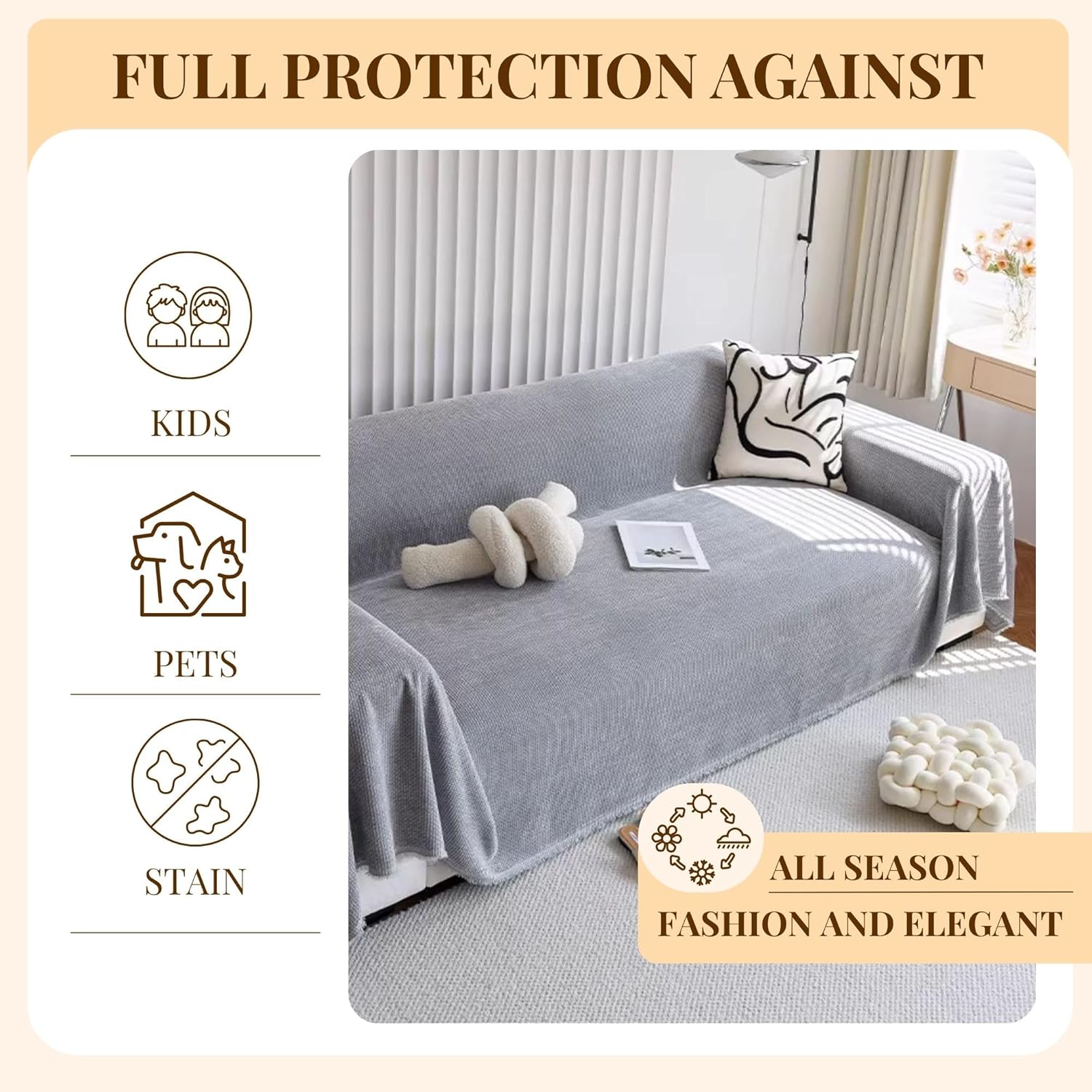 Thumbnail 5 de MAGIC SELECT Copridivano 180x300 cm – Protezione Antiscivolo e Lavabile per Divani a 4 Posti, Multiuso