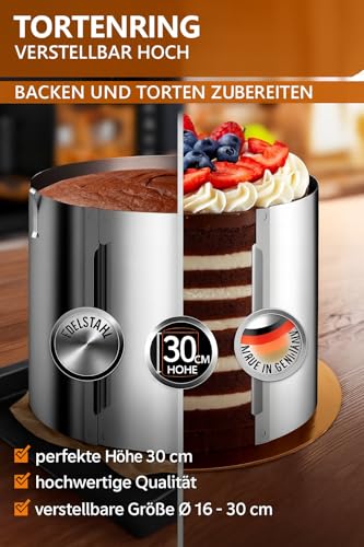 Thumbnail 2 de 4smile Torten-Zubehör-Set 5 Teile – verstellbarer Tortenring 16–30 cm, Tortenschneider, Tortenheber, drehbare Tortenplatte & Streichpalette