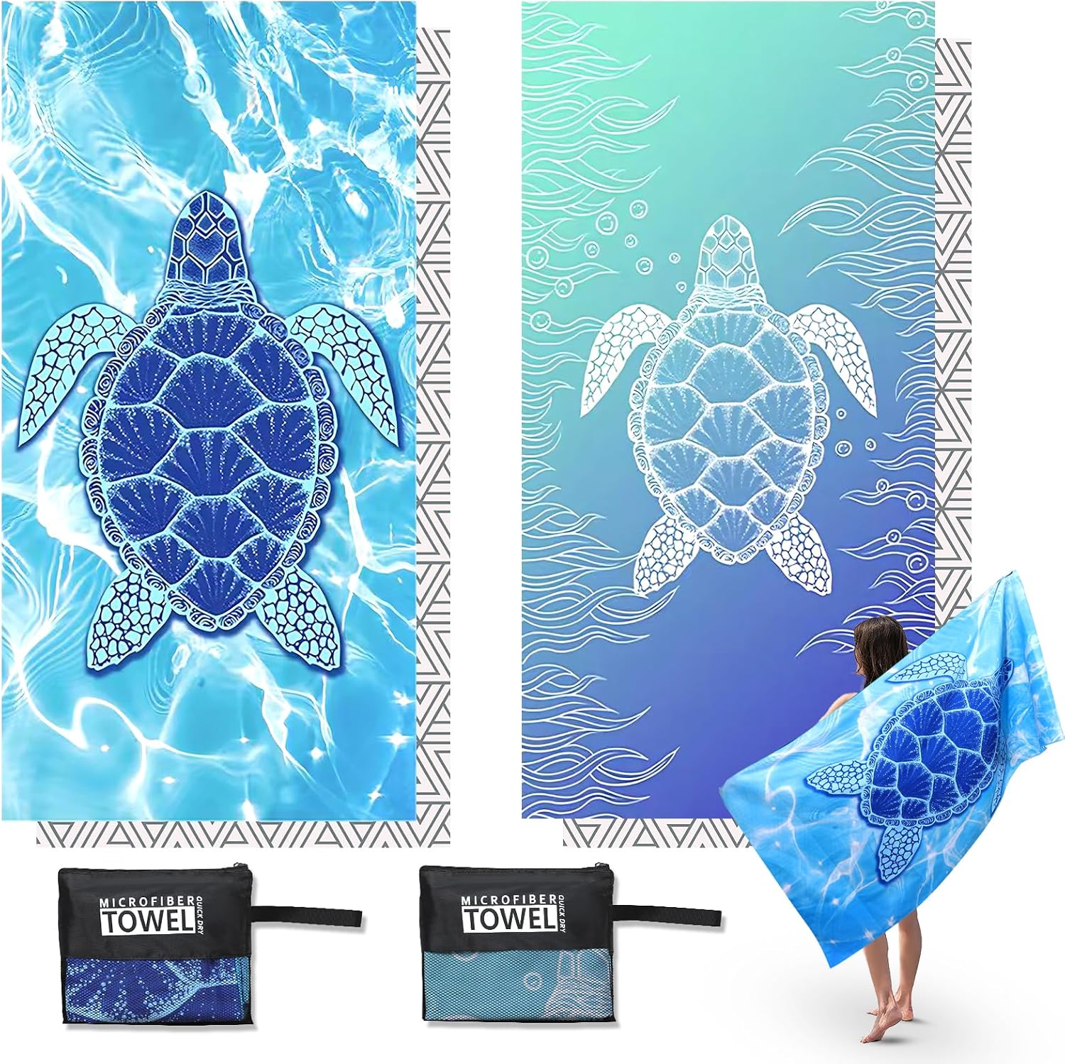 Detalle de Anavasi 2 Pack Microfibre Beach Towels 180x90cm
