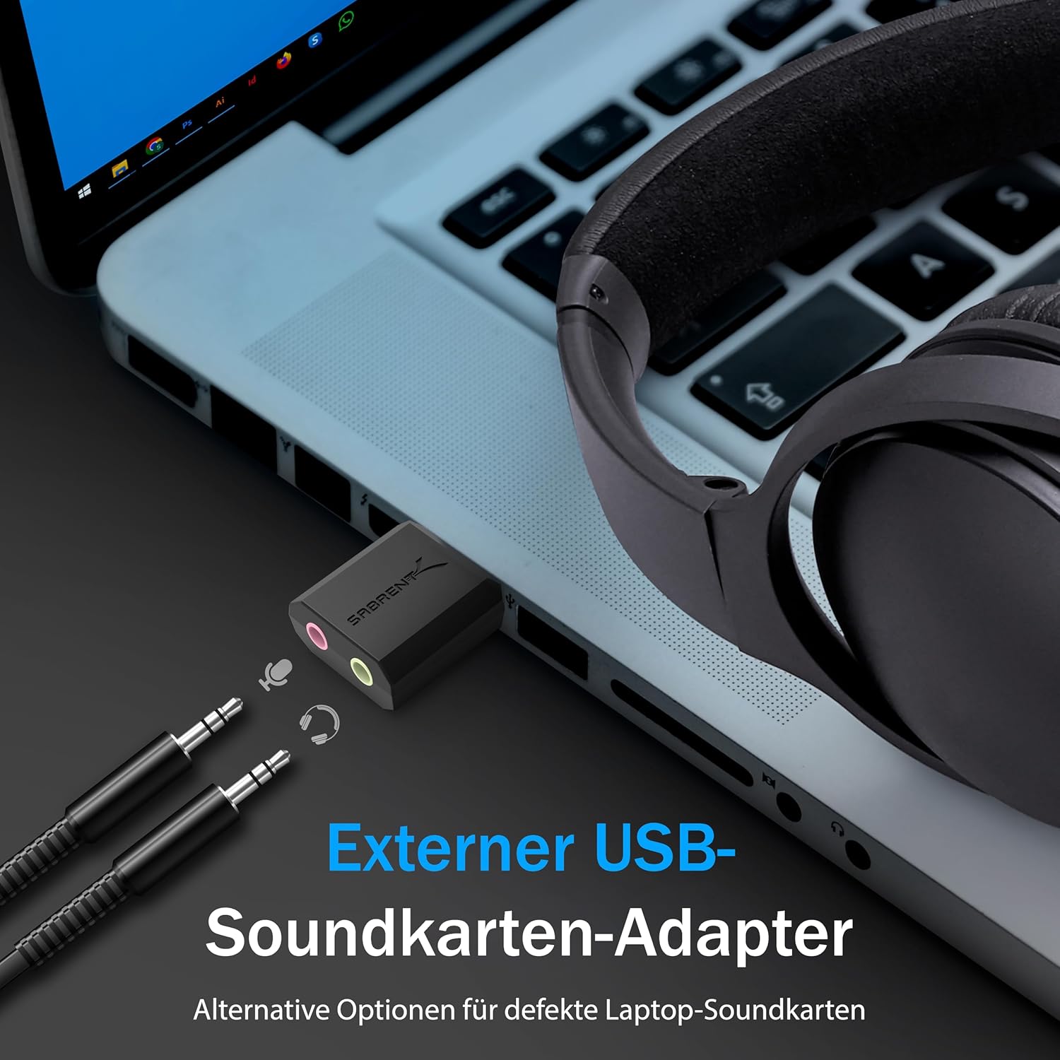 Thumbnail 1 de SABRENT AU-MMSA externe Soundkarte: USB auf 3,5-mm Klinke für Kopfhörer & Mikrofon