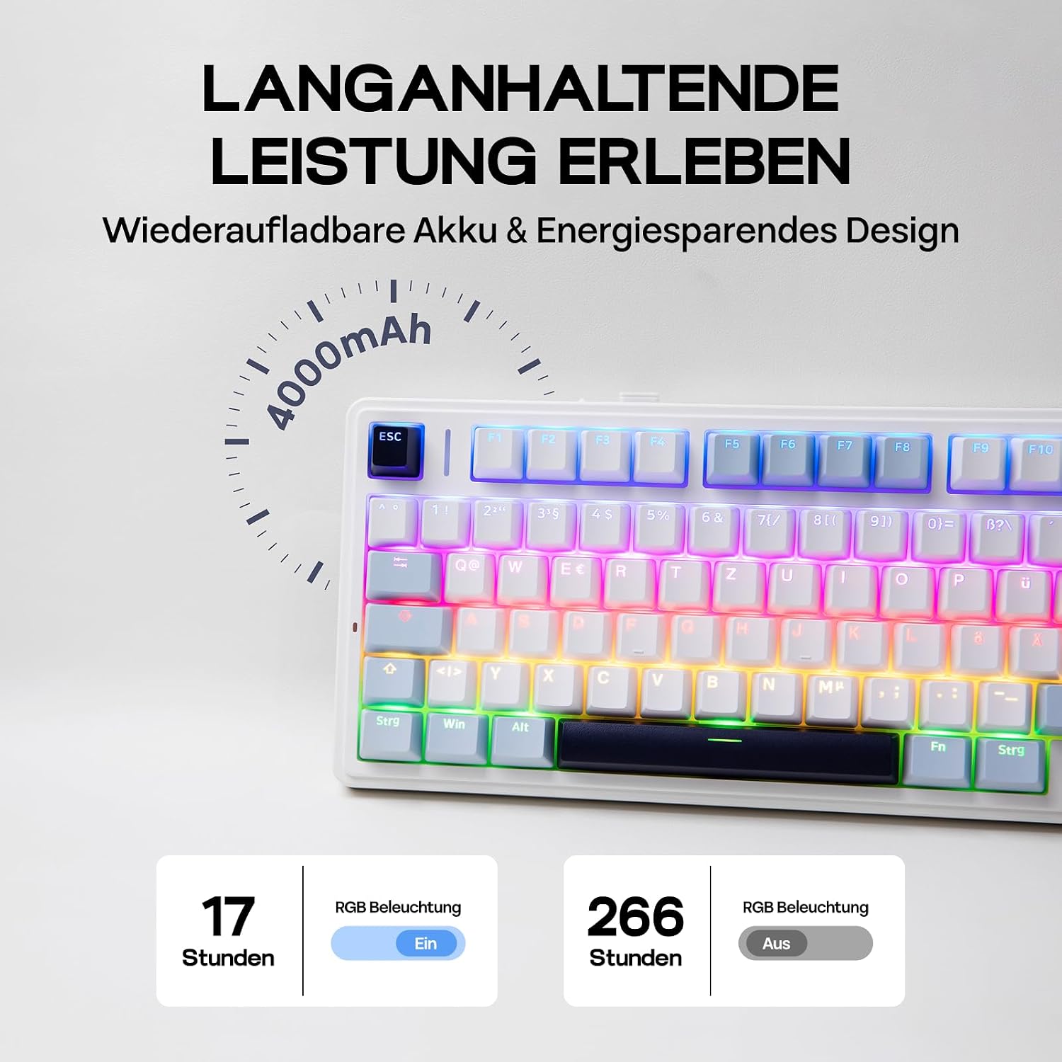 Detalle de EPOMAKER x Aula F75-ISO 75%-Mechanische Tastatur (DE QWERTZ) mit Hot-Swap, BT/2,4 GHz/USB-C