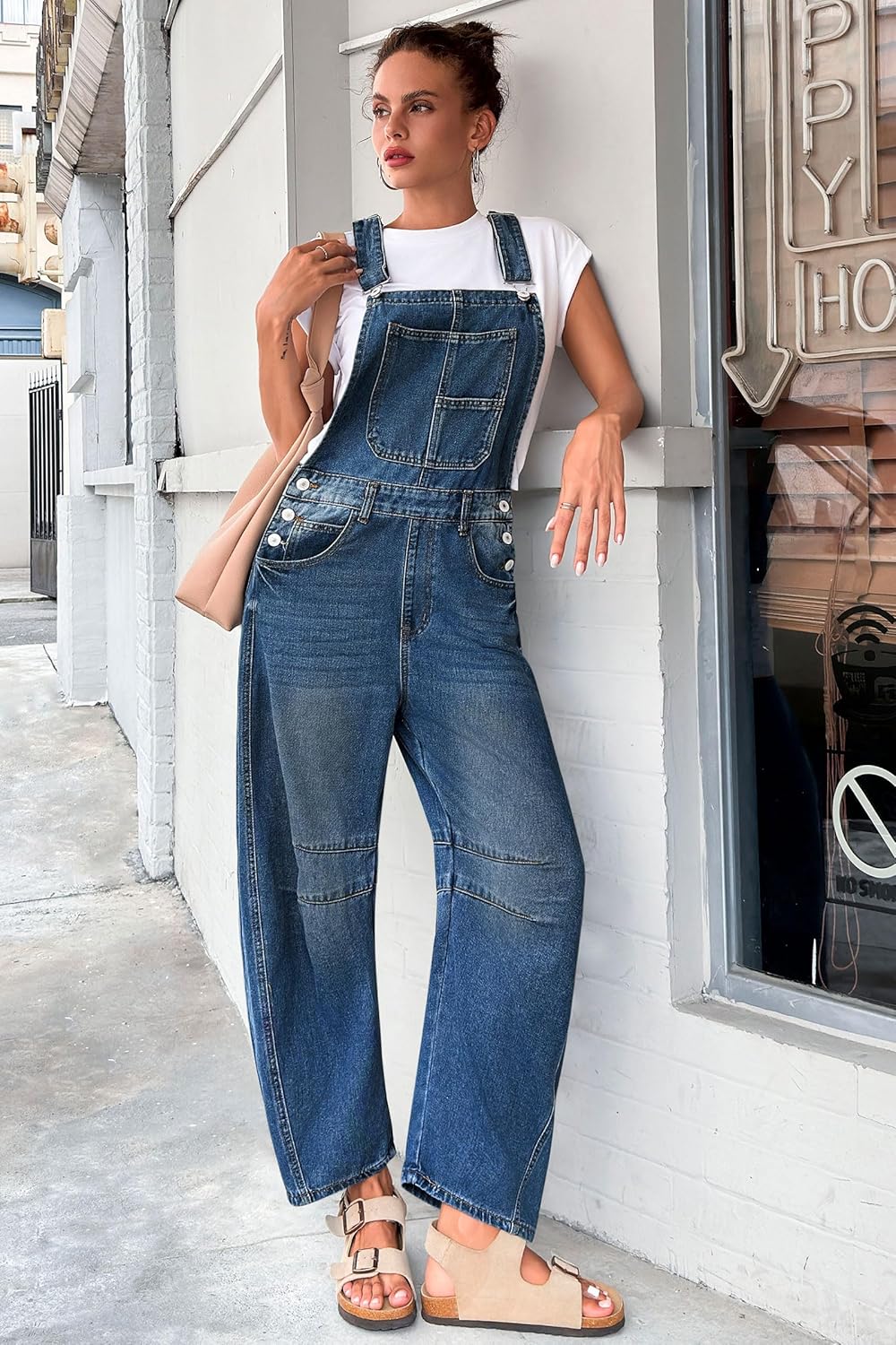 Detalle 2 de PLNOTME Denim Bib Overalls Barrel Leg