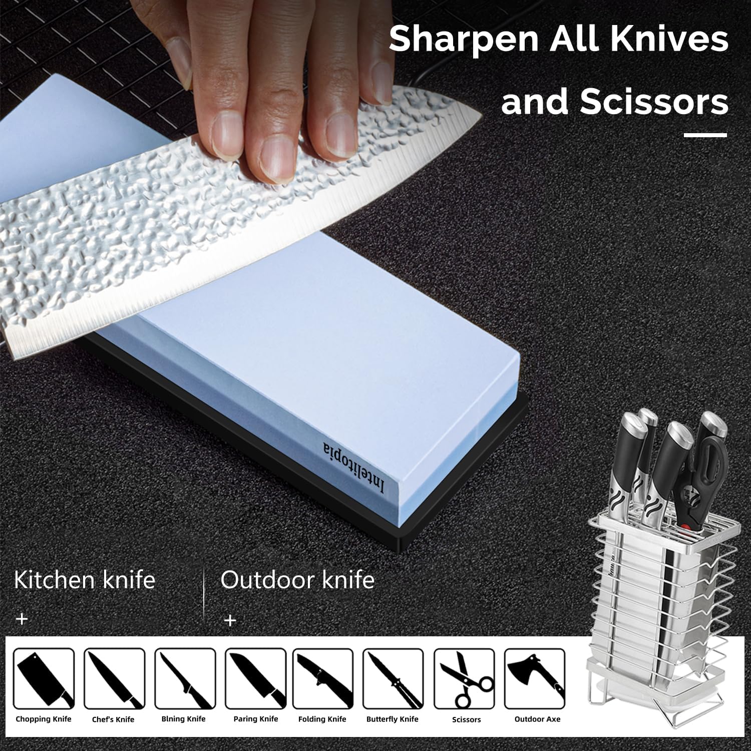 Detalle de Intelitopia MDS00A Knife Sharpening Stone Set, 400/1000 and 3000/8000 Grit