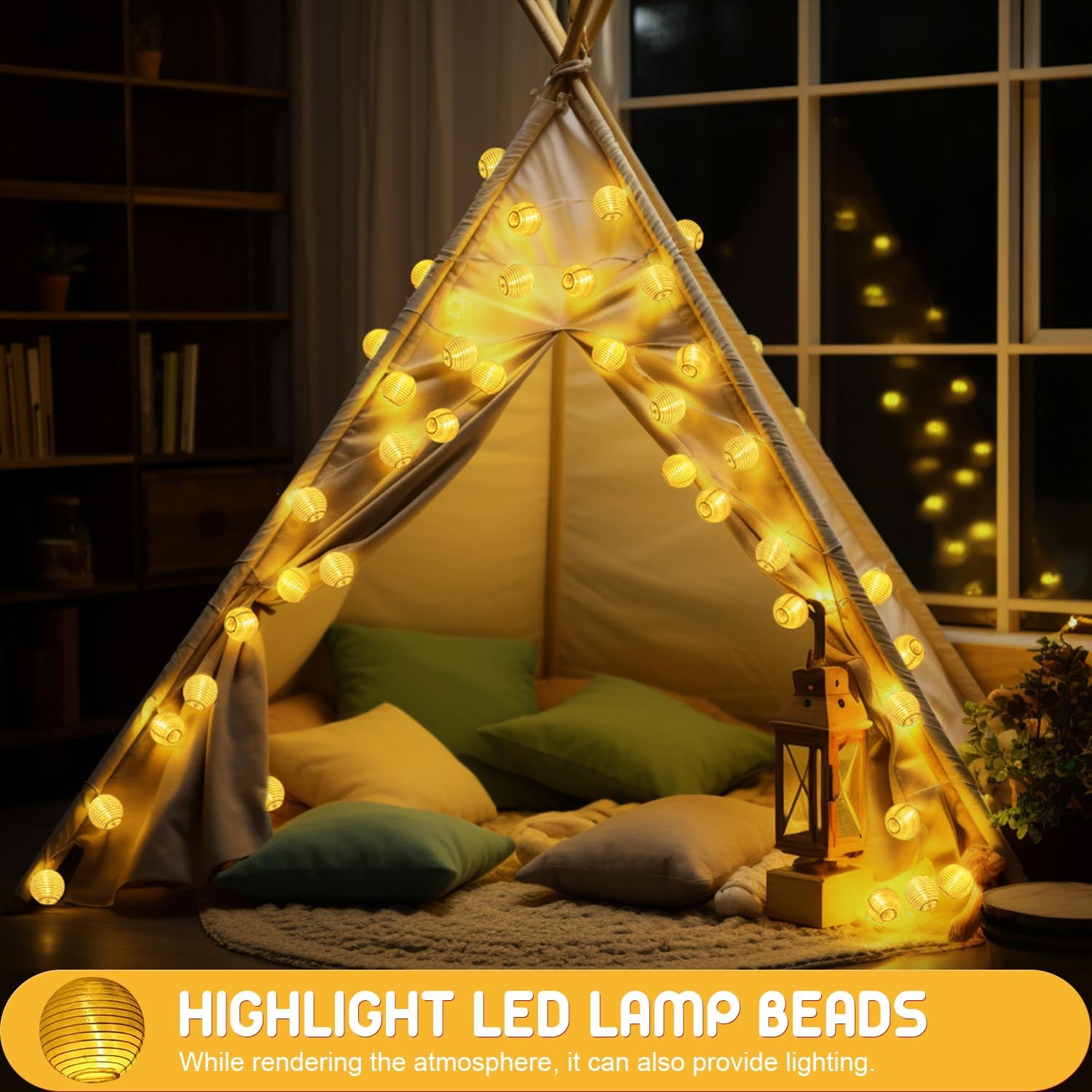 Thumbnail 3 de A.bigwhale Lampion Lichterkette Batterie – Warmweiß, 16 LED, 5 m für Garten, Balkon & Party-Deko