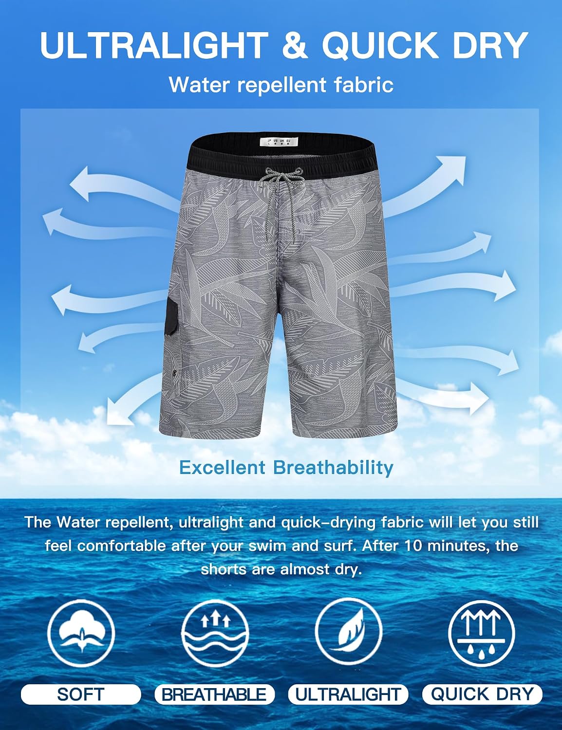 Detalle 1 de APTRO Men's 9" Swim Trunks with Mesh Lining, Quick-Dry Lightweight Shorts