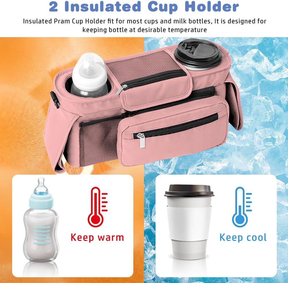 Thumbnail 2 de Tyuodna Baby Pram Bag Stroller: Universal Organiser with 2 Insulated Cup Holders