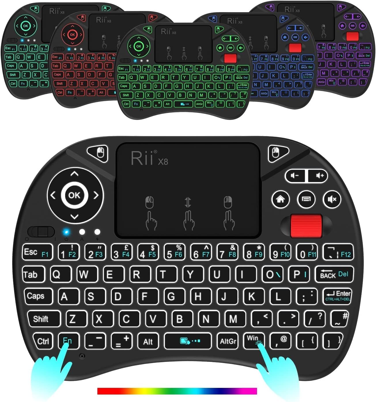 Detalle de Rii X8 2.4GHz Mini Wireless QWERTY Keyboard & Touchpad Mouse Combo