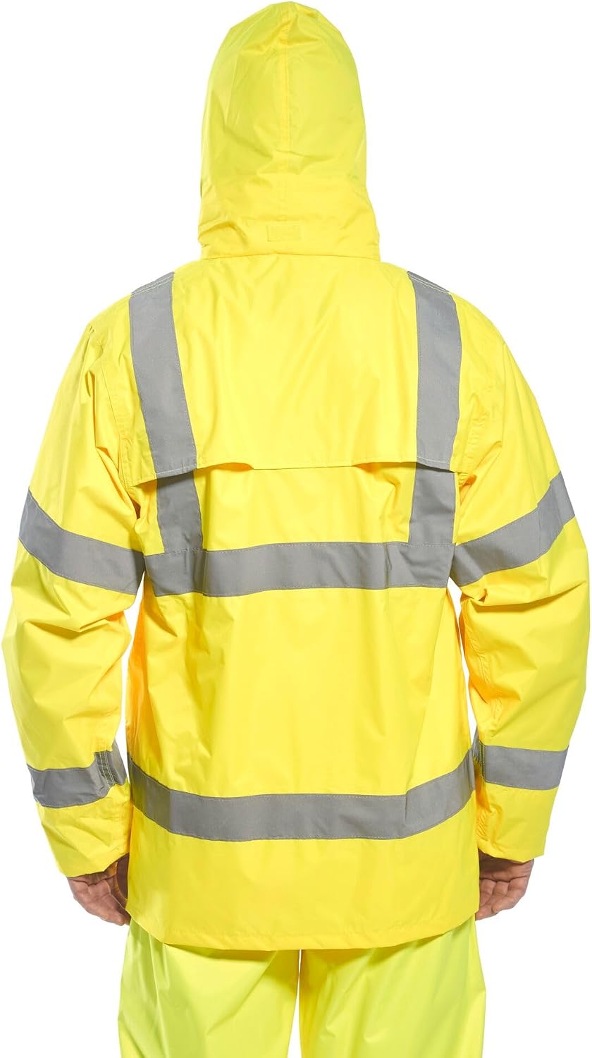 Detalle 2 de Portwest H440 Men's Lightweight Waterproof Hi-Vis Rain Jacket, Yellow, 5X-Large