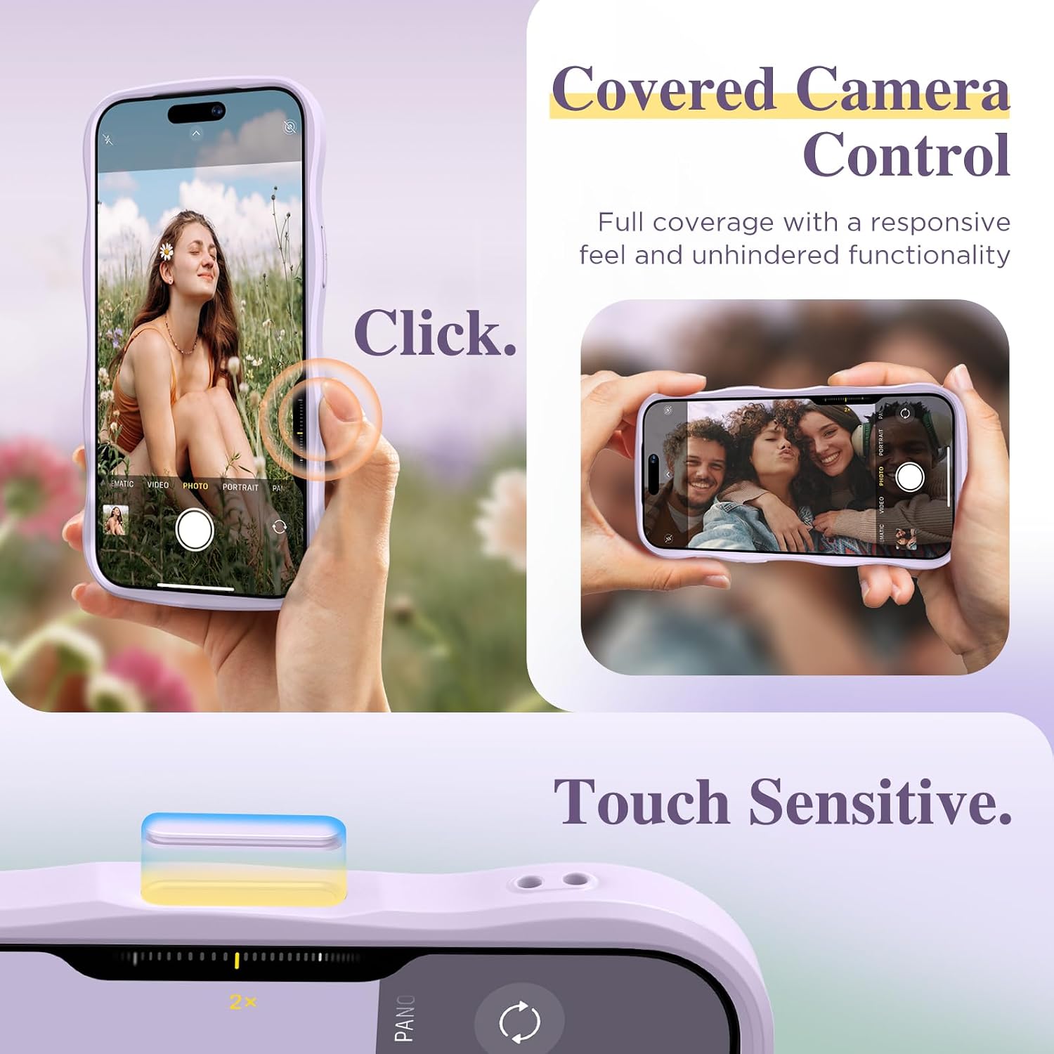 Detalle de GVIEWIN for iPhone 17 Pro Case with MagSafe — Curly Wave Edge, Full Camera Protection, Floral Translucent Shockproof
