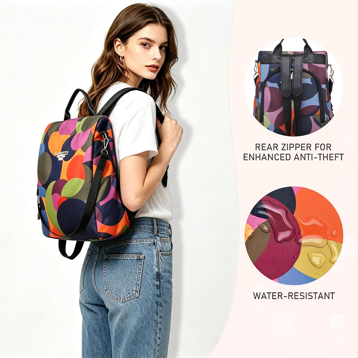 Detalle de shepretty Anti Theft Travel Rucksack Bag