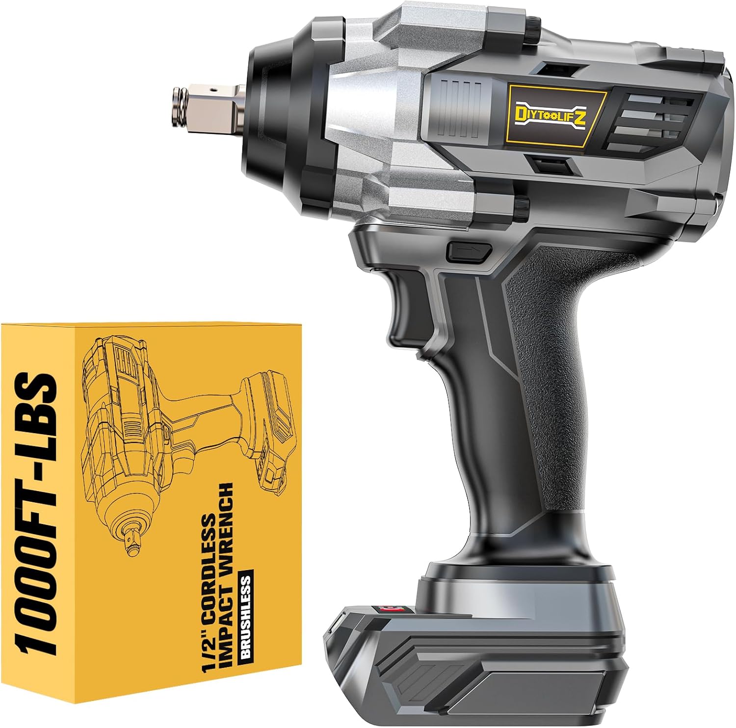 DIYtoolifz Cordless Impact Wrench 1000 Ft-lbs
