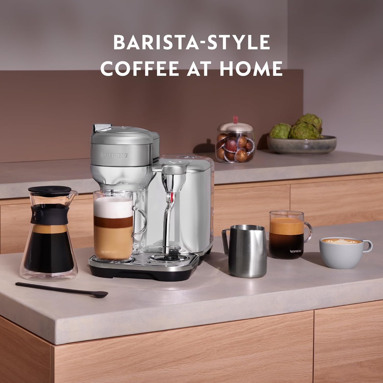 Detalle de Nespresso Vertuo Creatista by Sage: Capsule Coffee Machine with Milk Frother – Sea Salt Finish