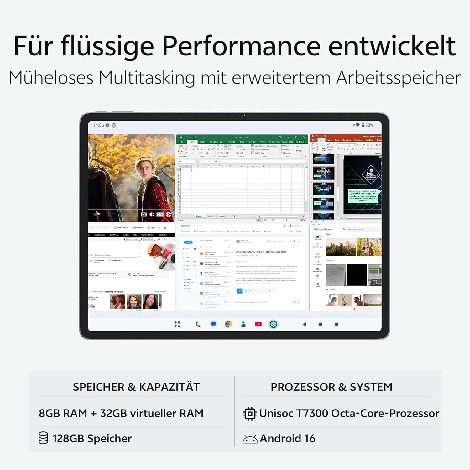 Thumbnail 2 de SVITOO Tablet 13 Zoll mit Android 16, 4G LTE, 8 GB RAM, 128 GB Speicher und 2K-Display