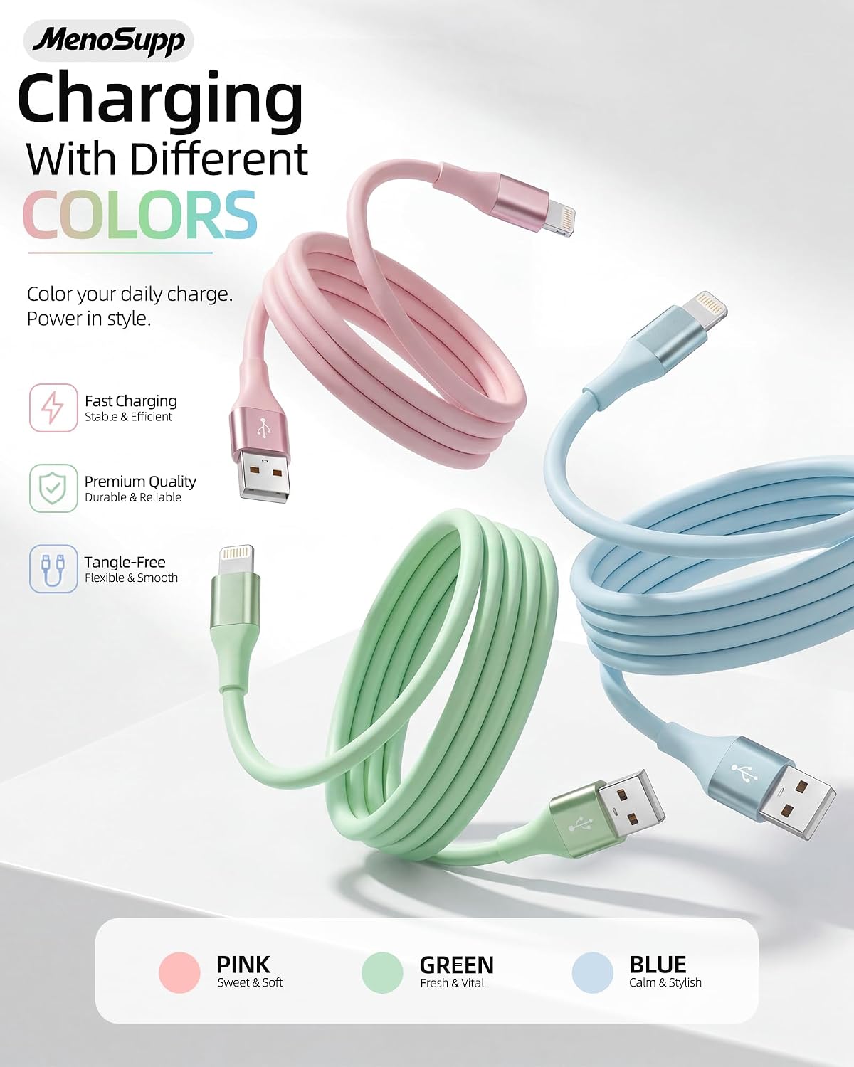 Detalle 2 de Apple iPhone Charger 3-Pack 10 ft Lightning Cable