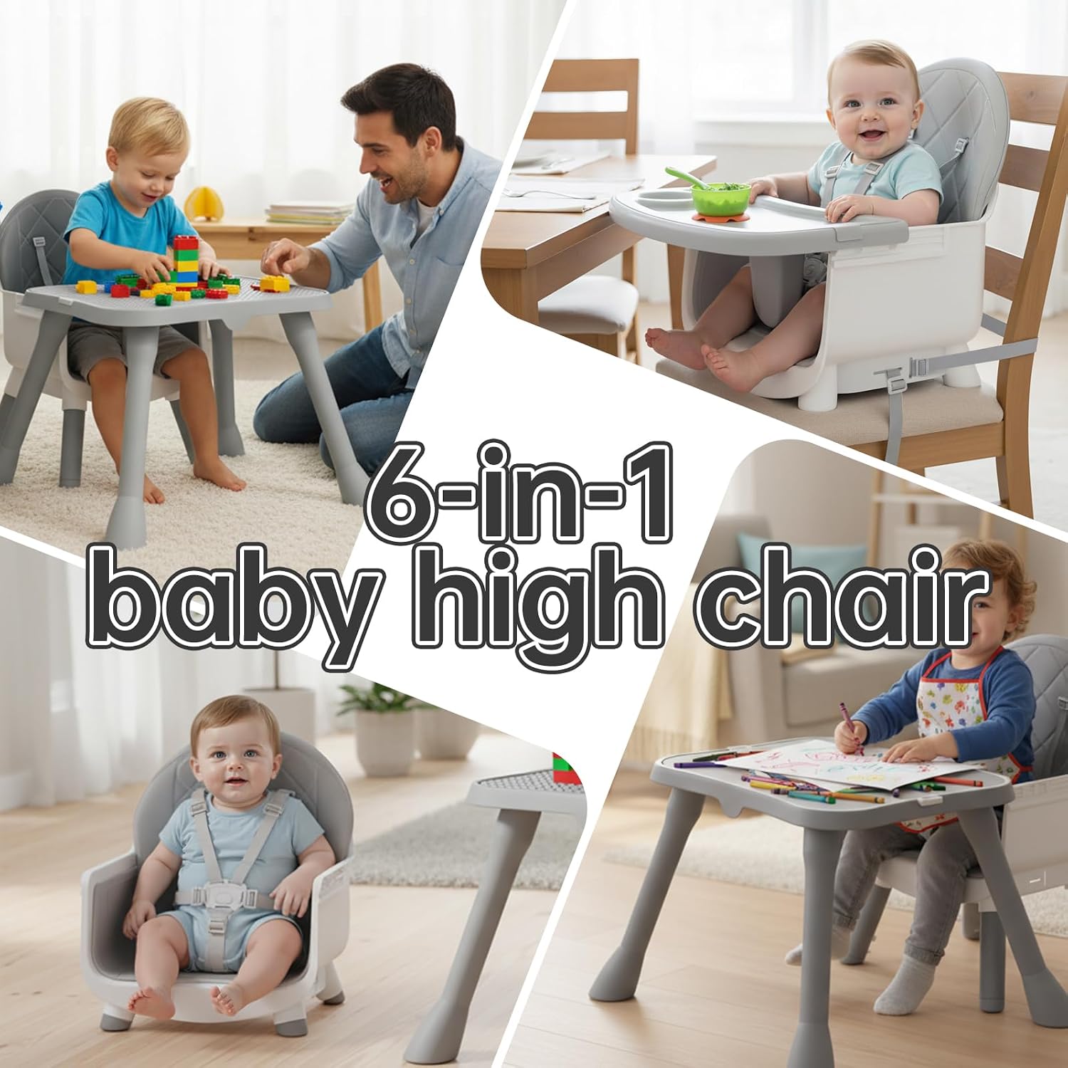 Detalle 2 de TOPOKAY 6-in-1 Convertible Baby Highchair with 5-Point Harness